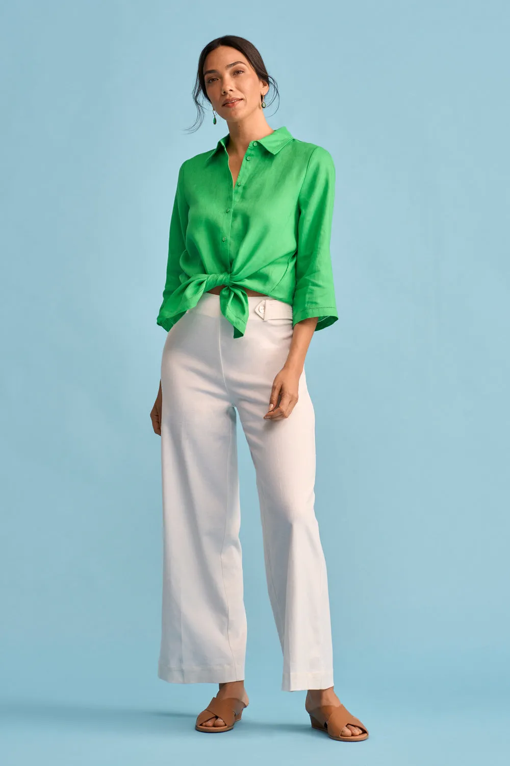 French Linen Shirt - Vibrant Green