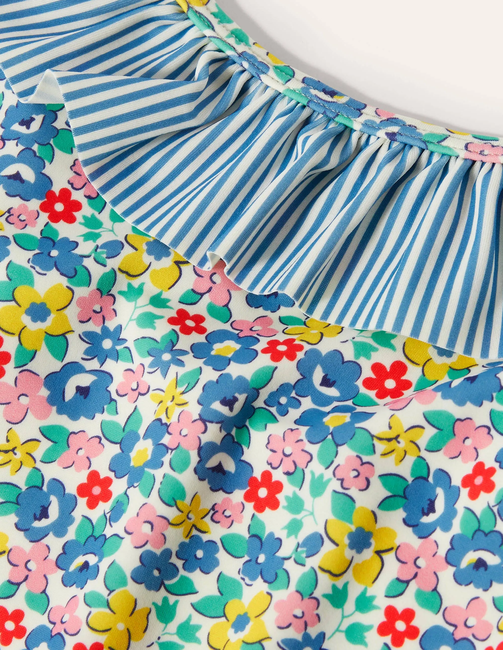 Frill Swimsuit-Elizabethan Blue Spring Floral