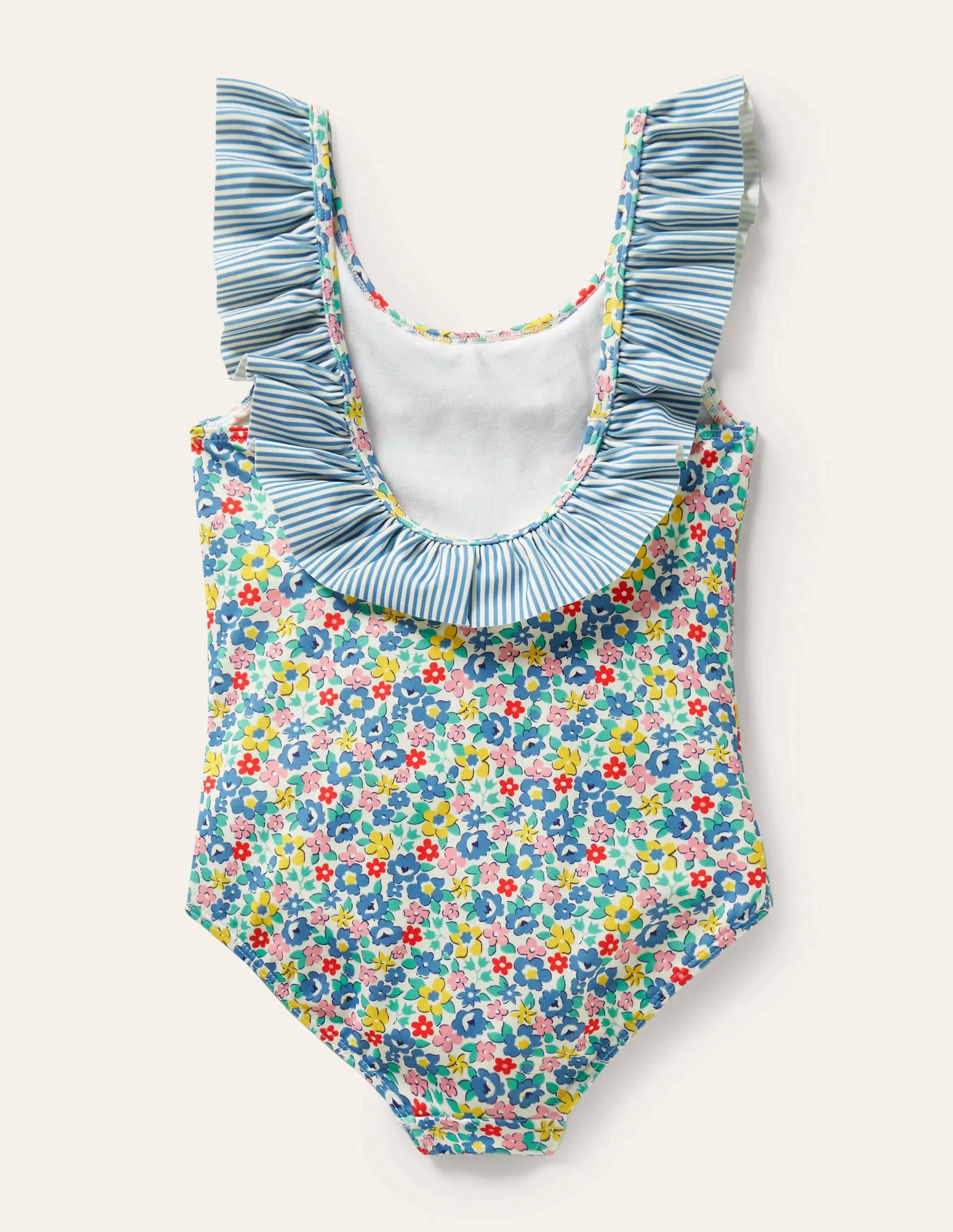 Frill Swimsuit-Elizabethan Blue Spring Floral