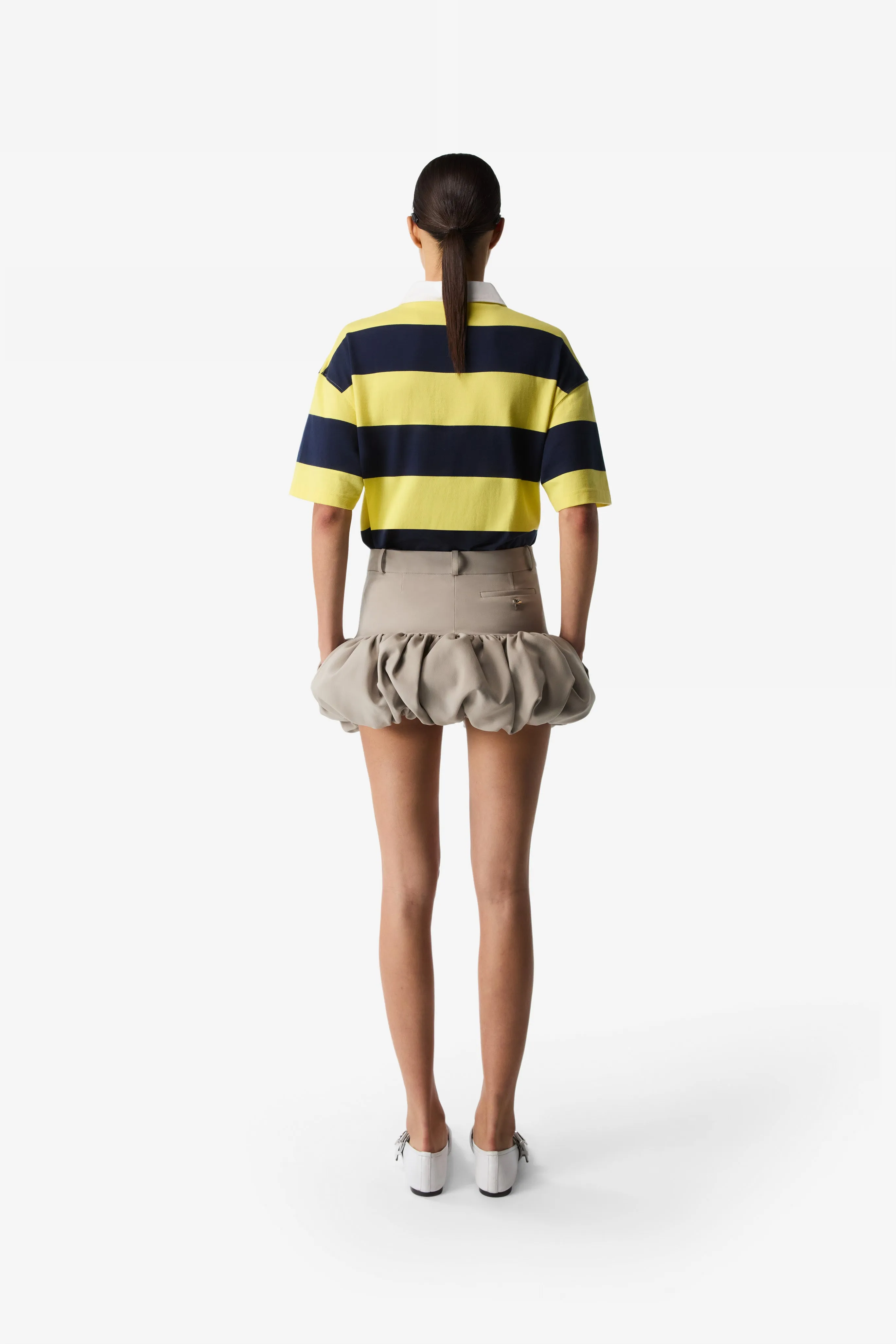 Gathered Hem Tailored Skirt