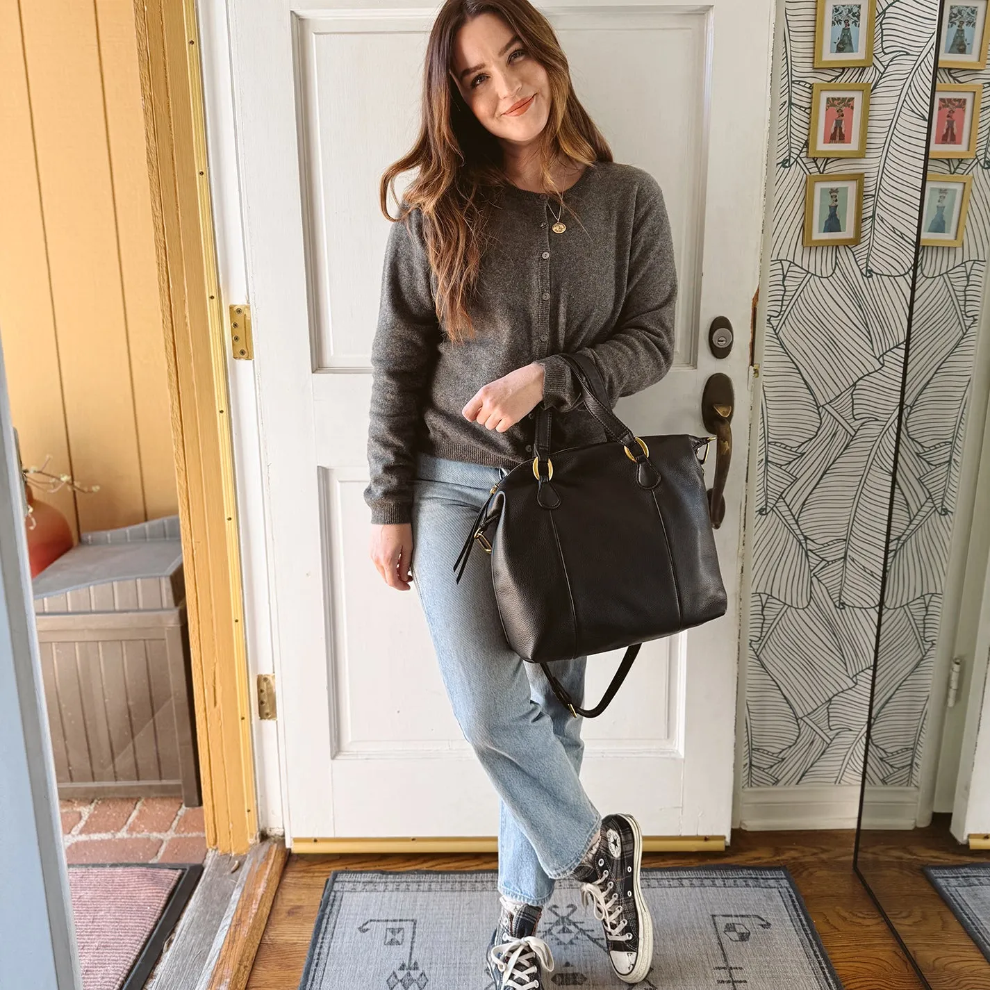 Harley Satchel In Pebbled Leather - Black