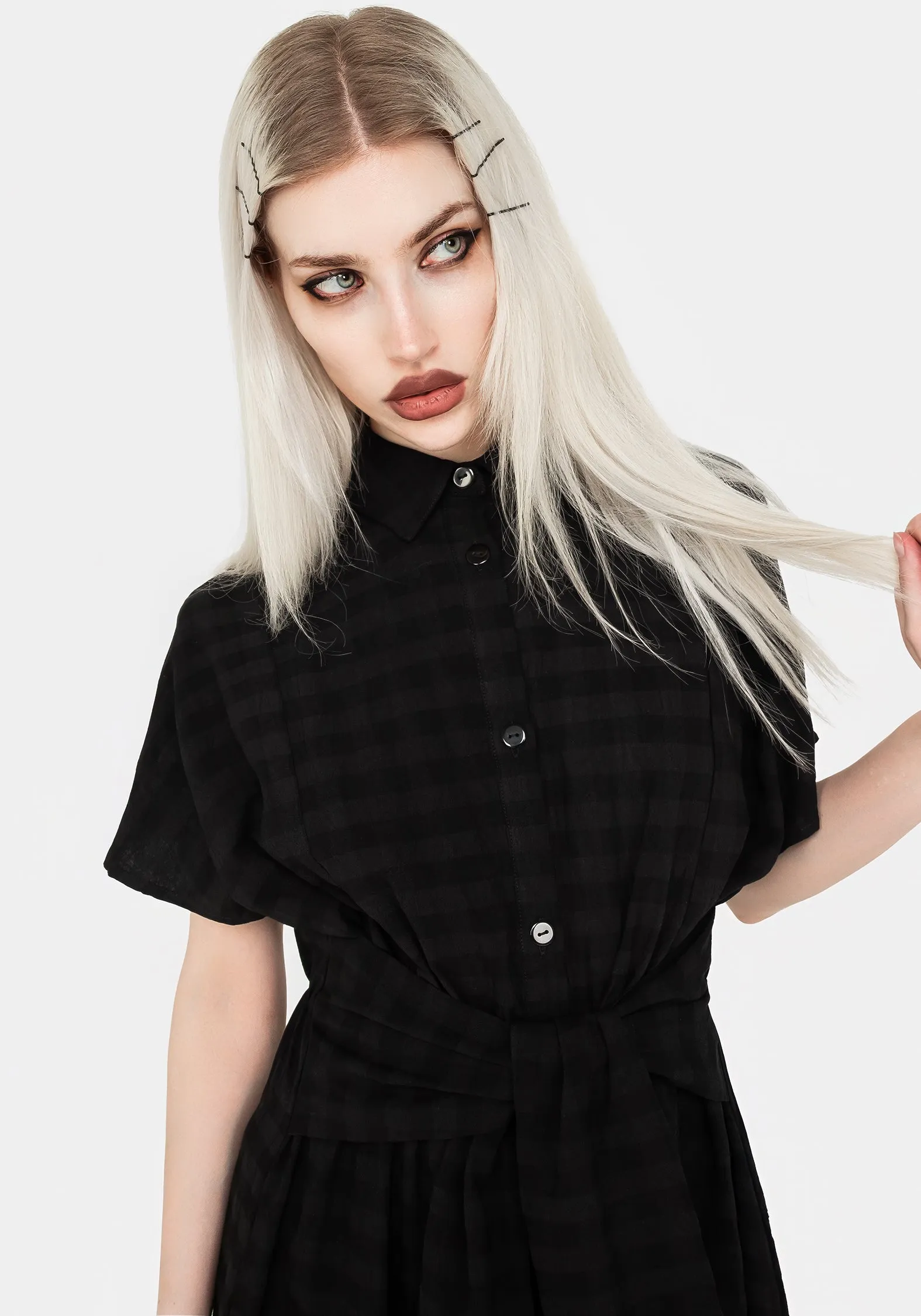 Hattie Shirt Sleeve Tie Waist Shirt Dress