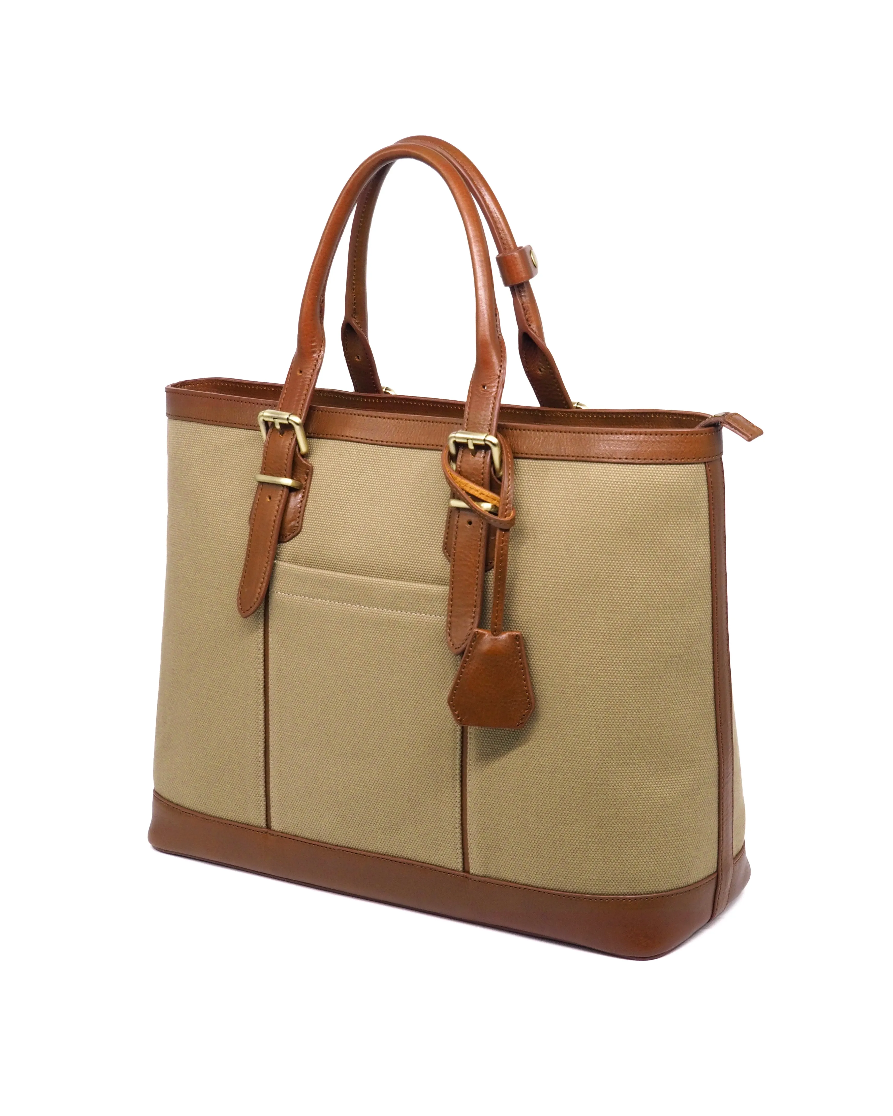 Heavy-Weight Canvas Traveller Tote (Olive Green/ Cognac)