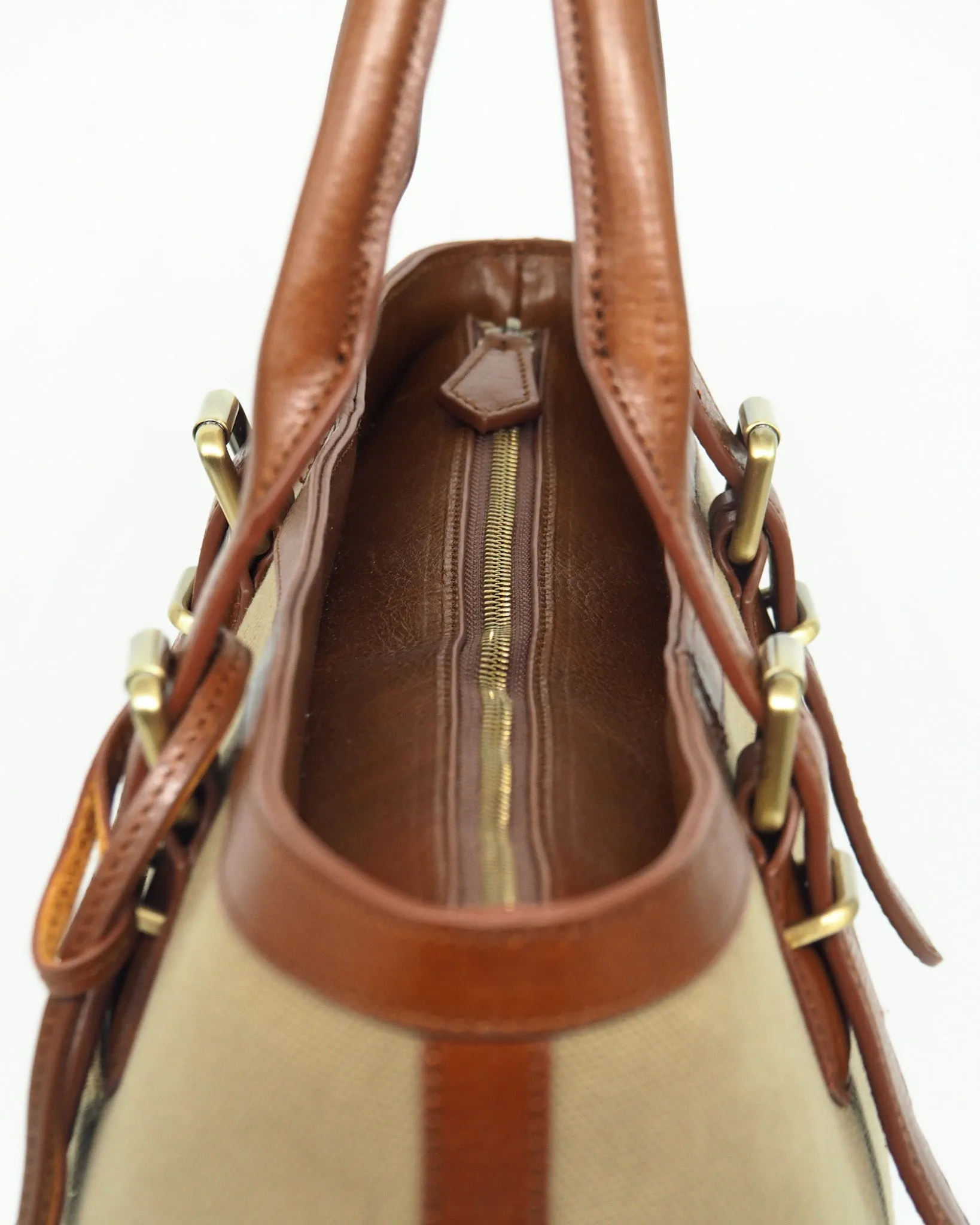 Heavy-Weight Canvas Traveller Tote (Olive Green/ Cognac)