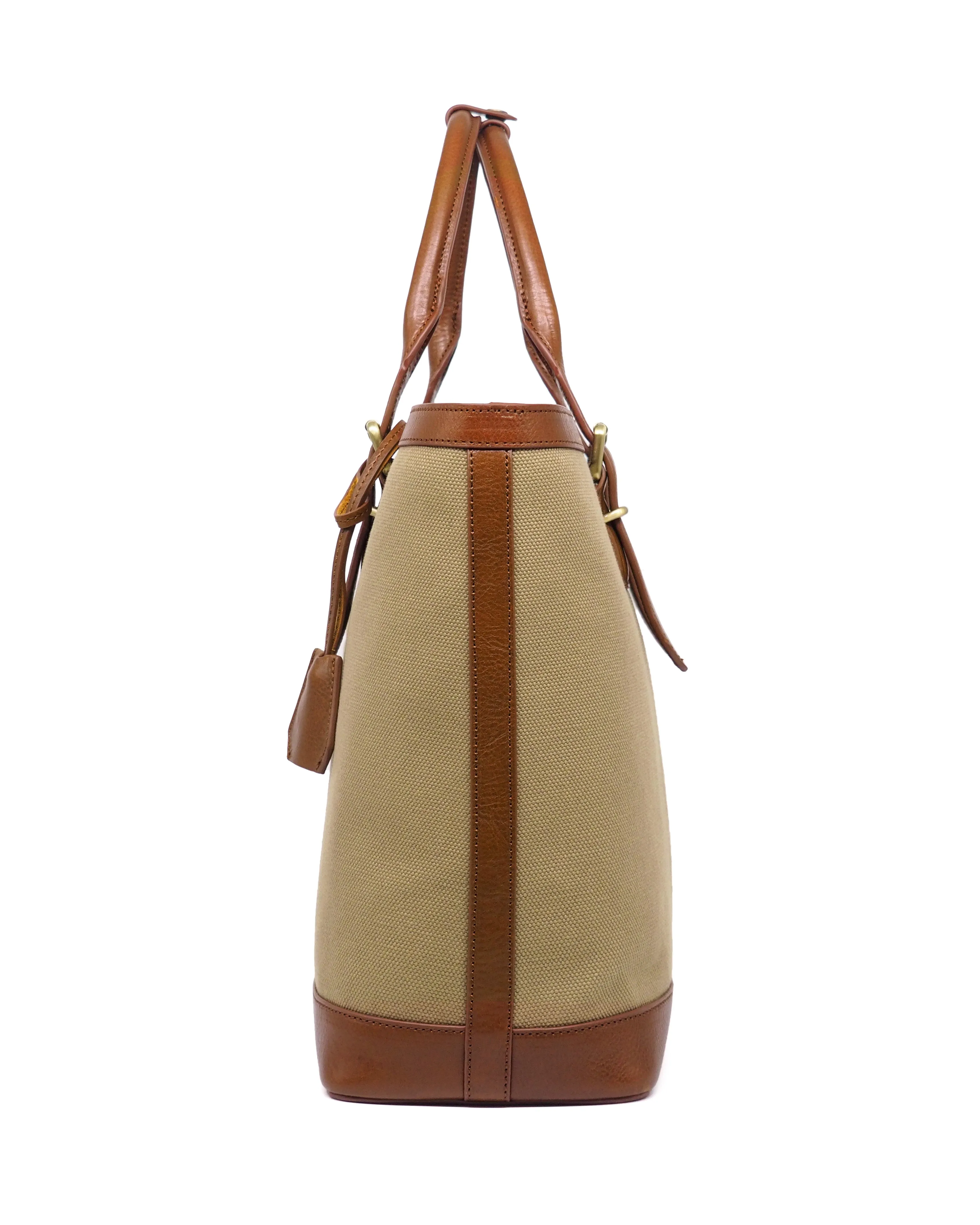 Heavy-Weight Canvas Traveller Tote (Olive Green/ Cognac)