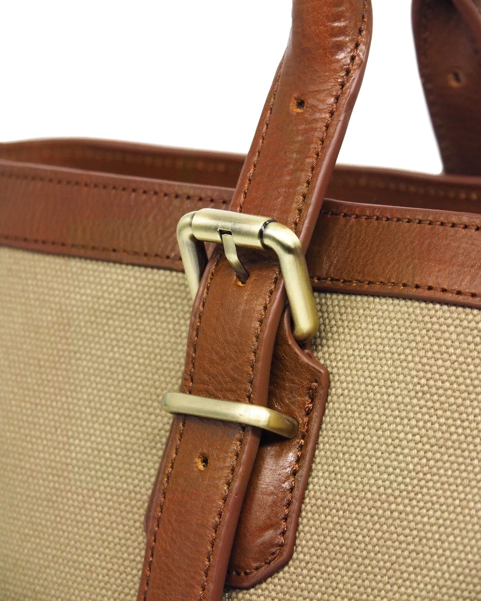 Heavy-Weight Canvas Traveller Tote (Olive Green/ Cognac)