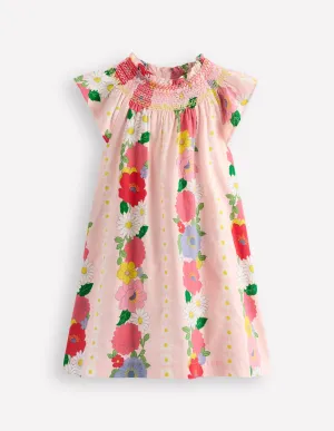 Holiday Smocked Dress-Chalk Pink Flower
