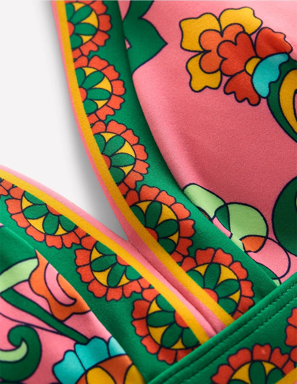 Ios V Panel Bikini Top-Pink Rose. Foliage Trail