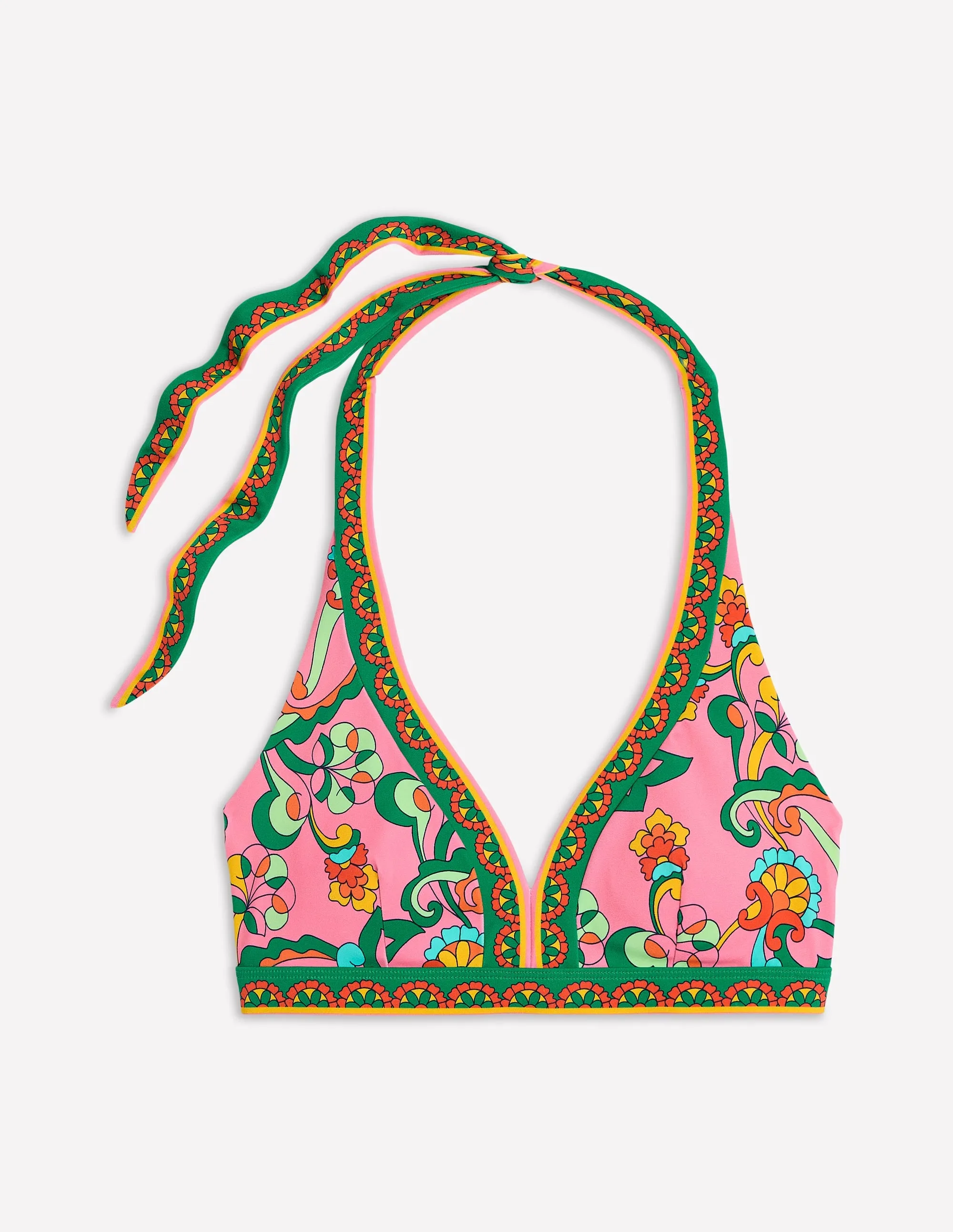 Ios V Panel Bikini Top-Pink Rose. Foliage Trail