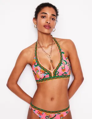 Ios V Panel Bikini Top-Pink Rose. Foliage Trail