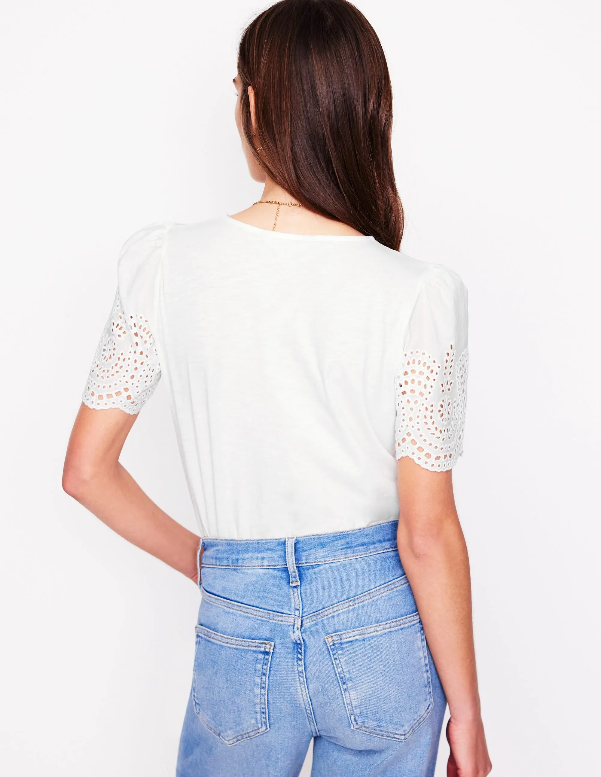 Isabel Broderie Top-White