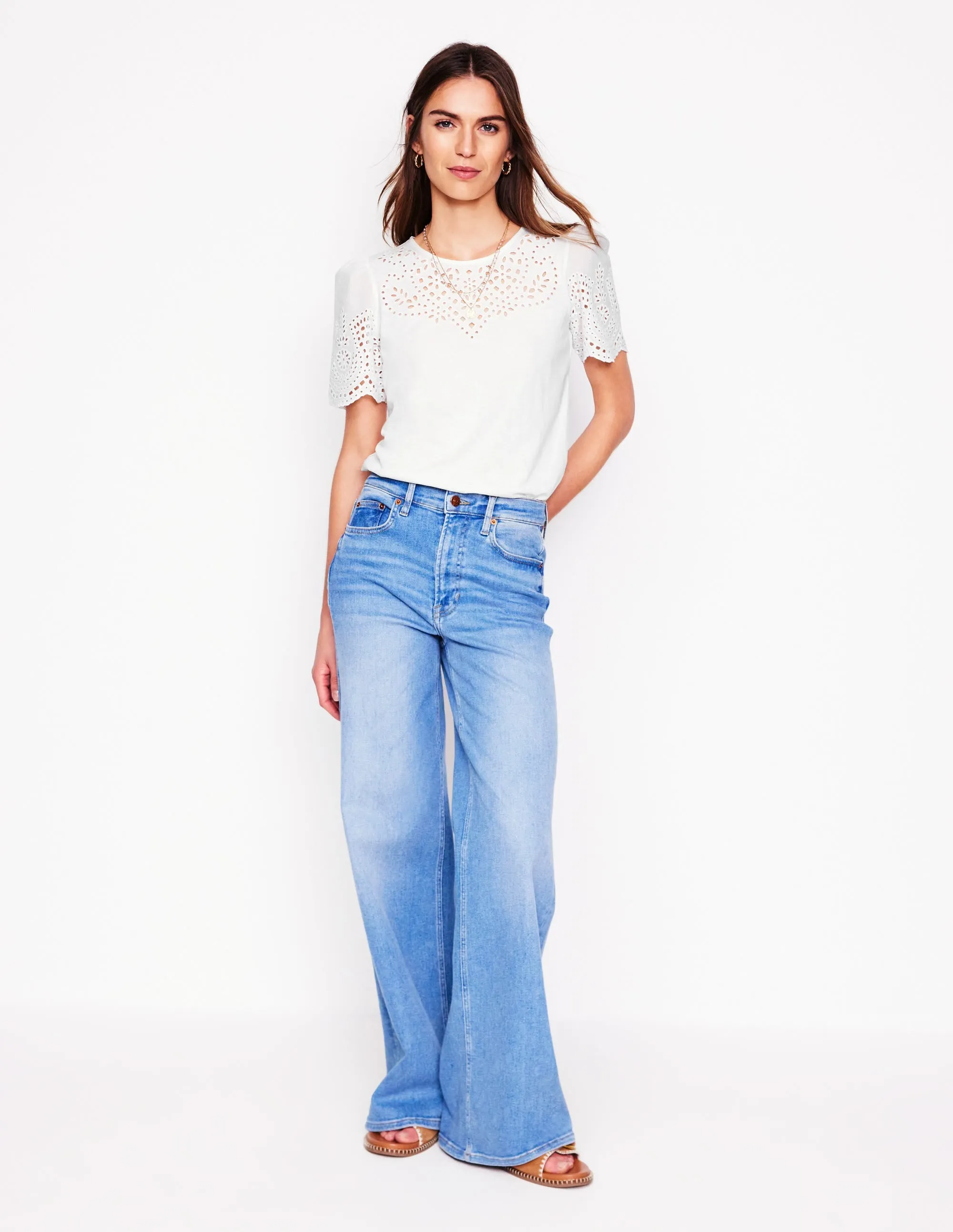 Isabel Broderie Top-White