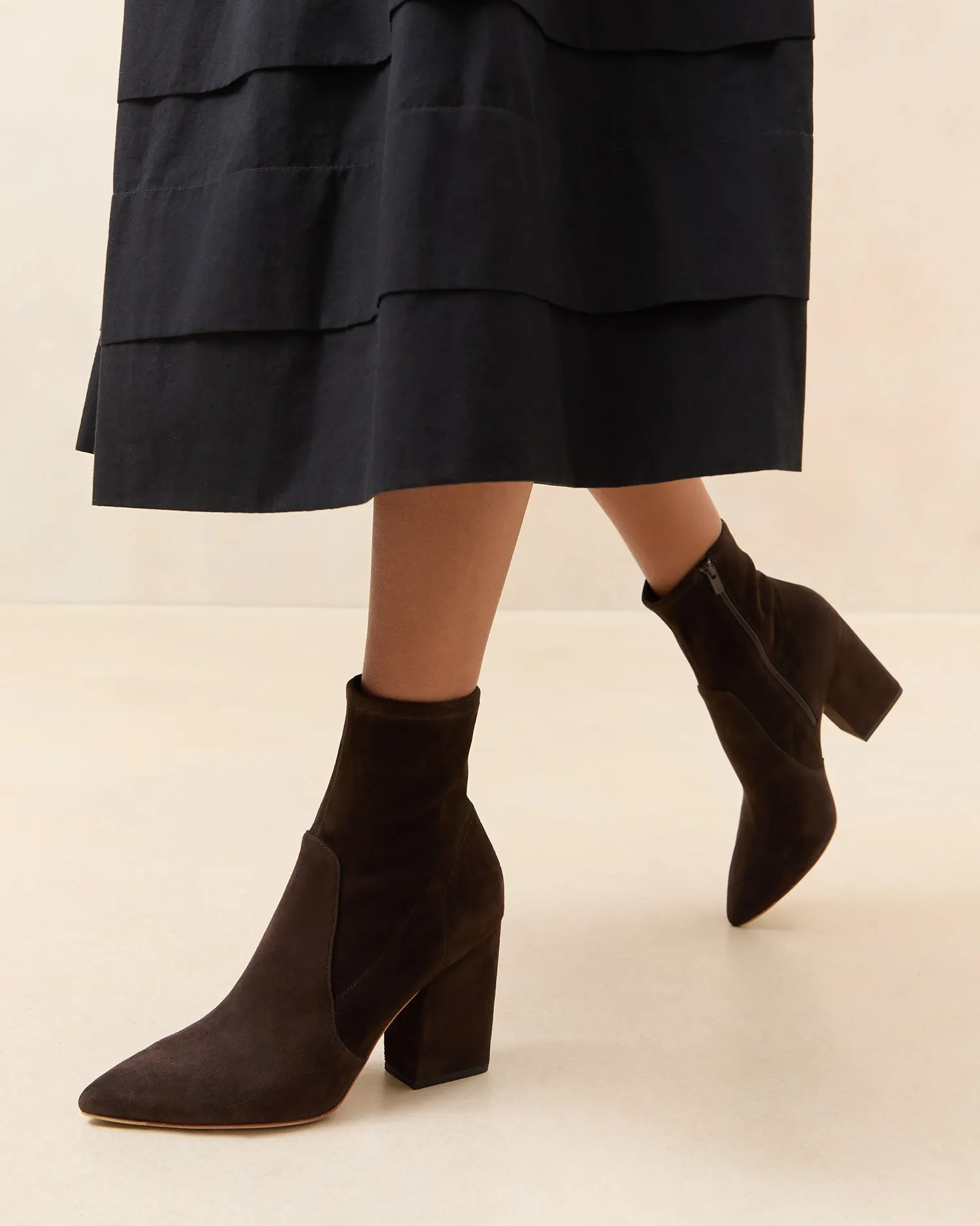 Isla Brown Suede Slim Bootie