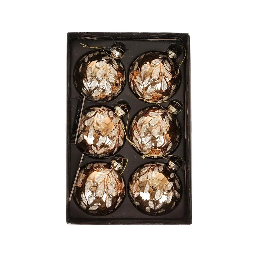 JLINE Xmas Glass Ornament Ballbox Set 8cm 6 pcs - Shiny Gold