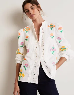 Julianne Embroidered Blouse-Ivory Embroidery
