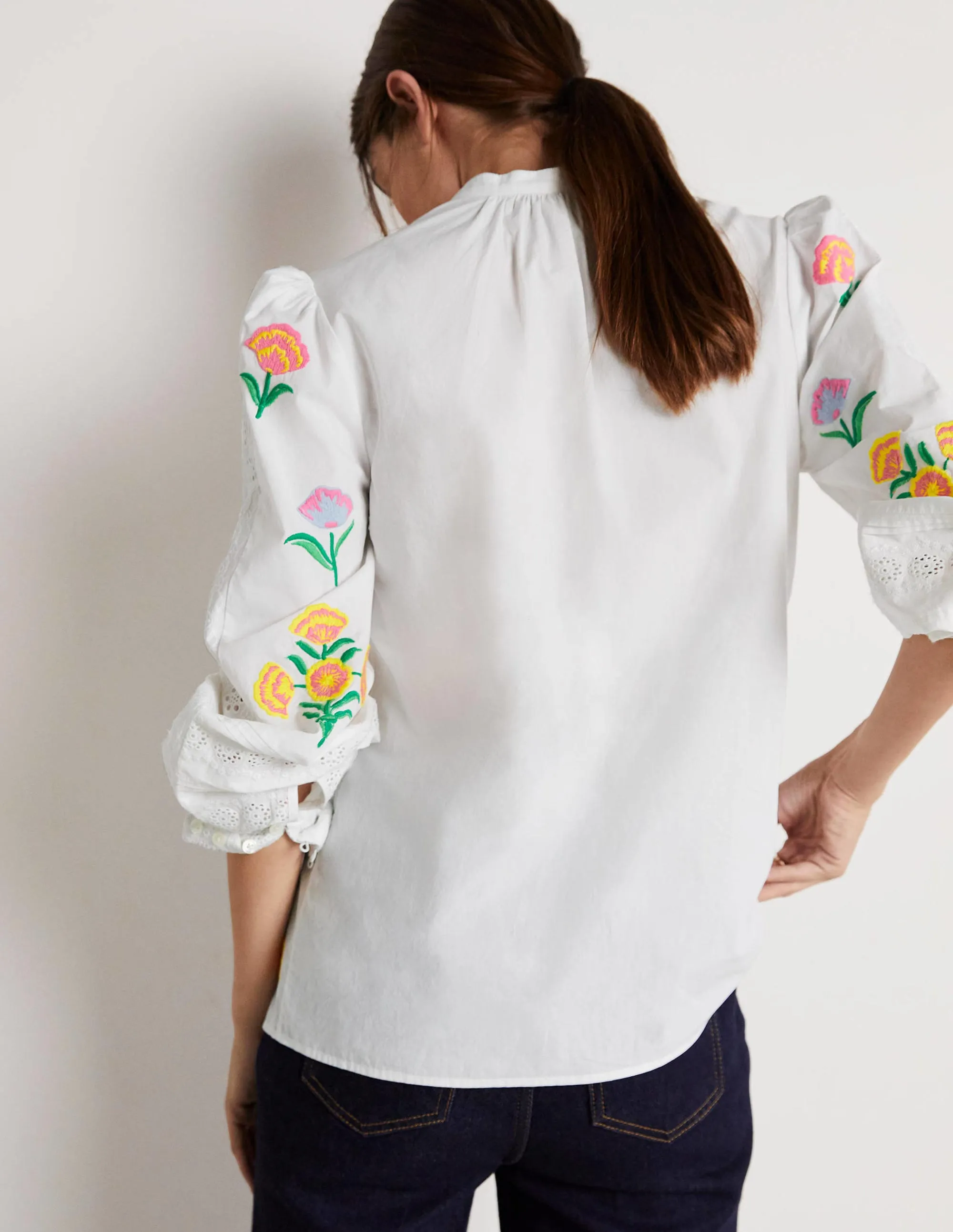 Julianne Embroidered Blouse-Ivory Embroidery