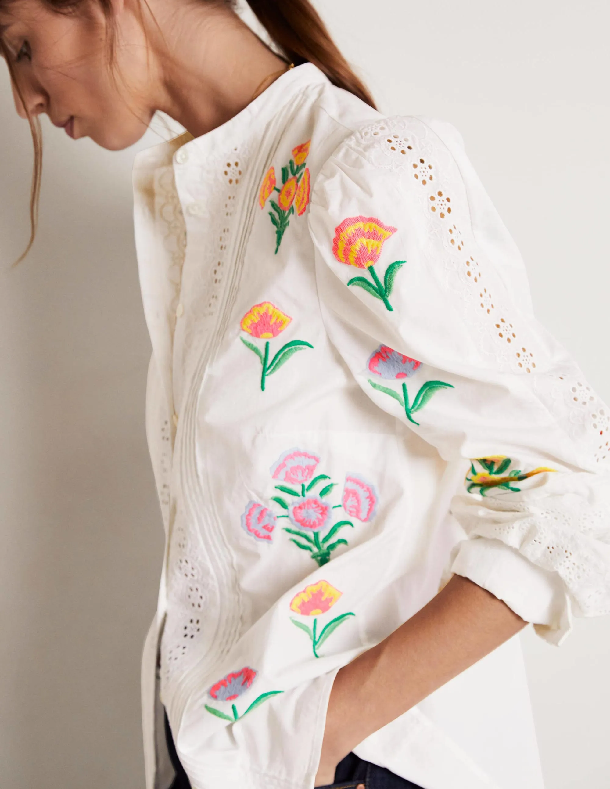 Julianne Embroidered Blouse-Ivory Embroidery