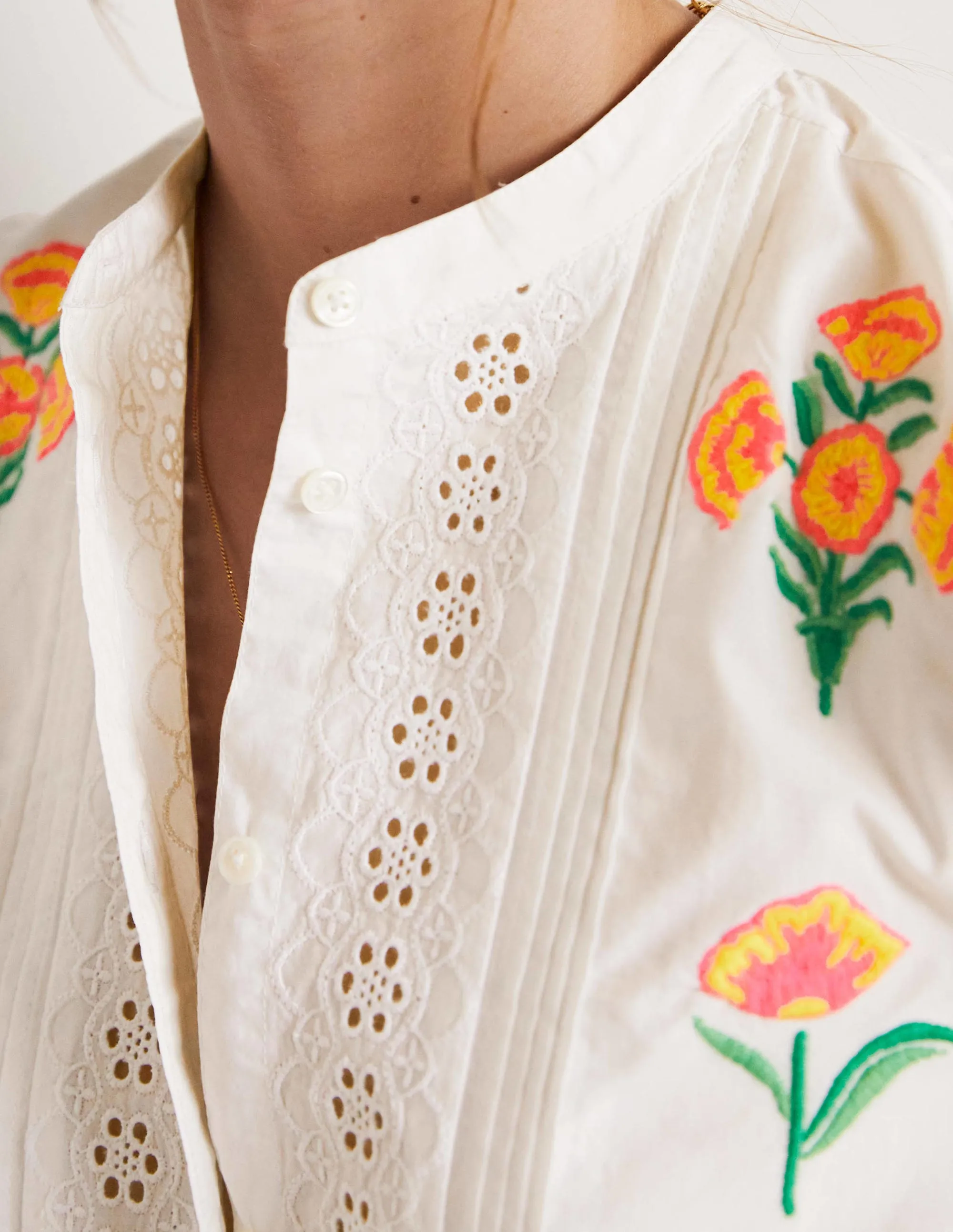 Julianne Embroidered Blouse-Ivory Embroidery