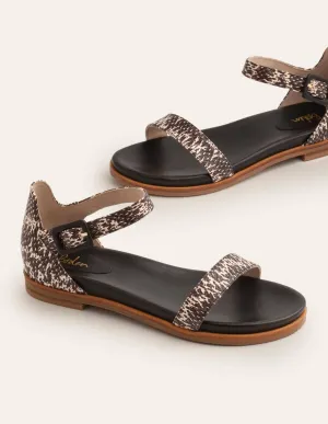 Katie Comfort Sandals-Black/White Snake