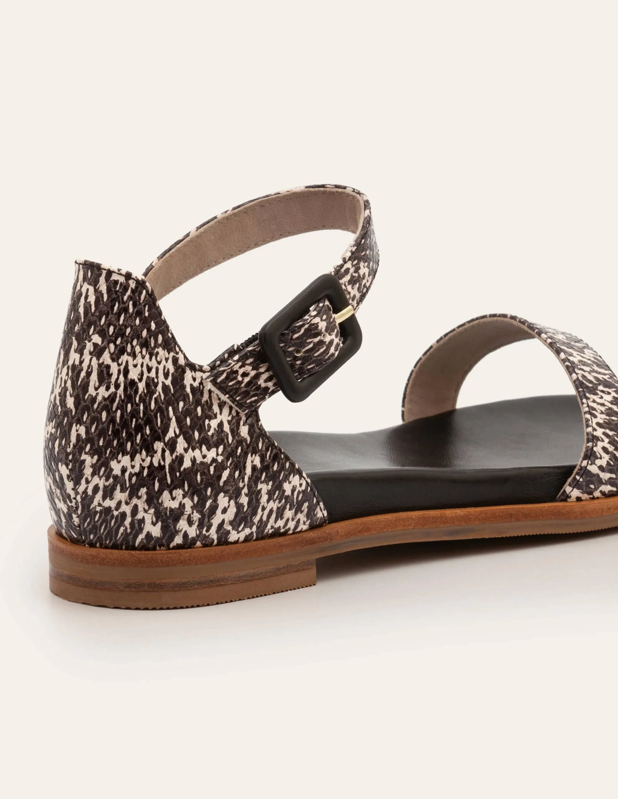 Katie Comfort Sandals-Black/White Snake