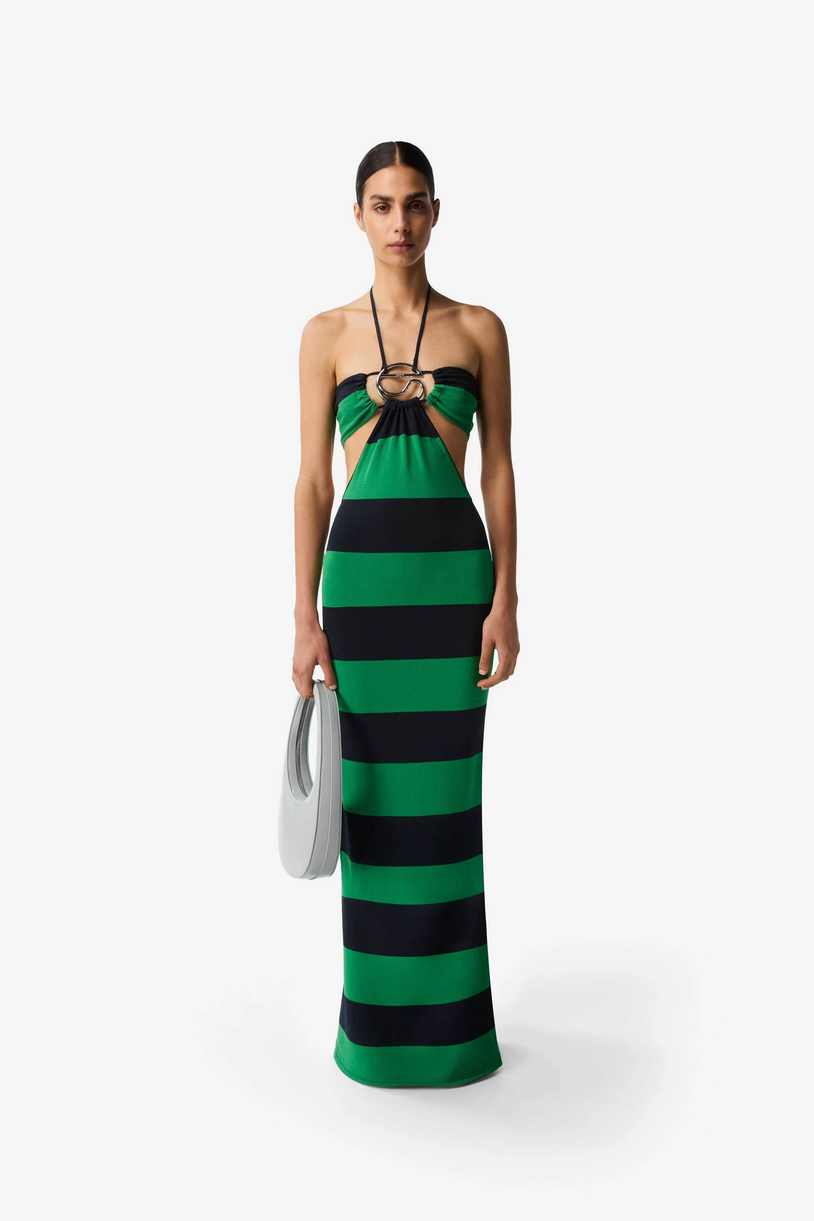 Knitted Striped Halter Dress