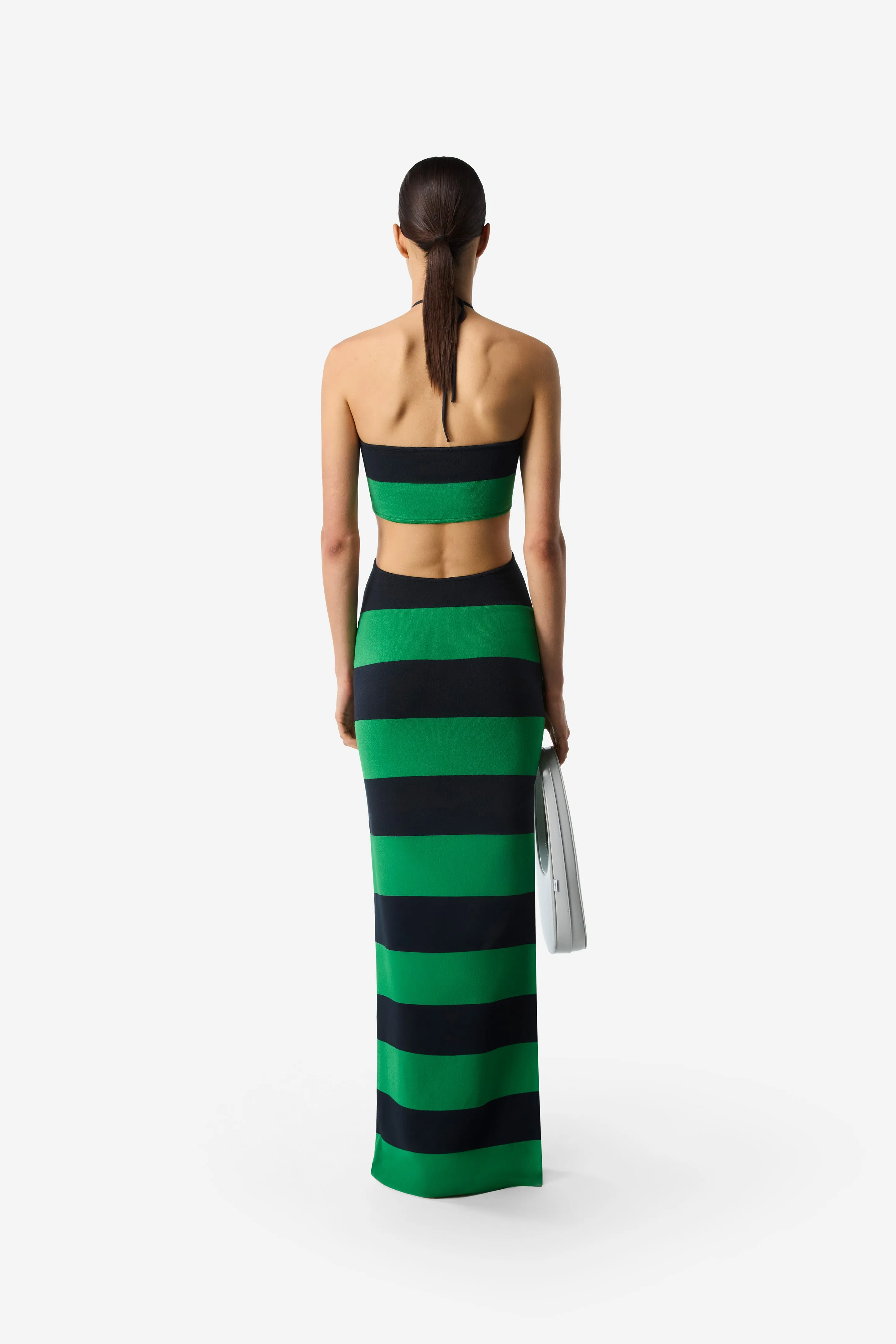 Knitted Striped Halter Dress