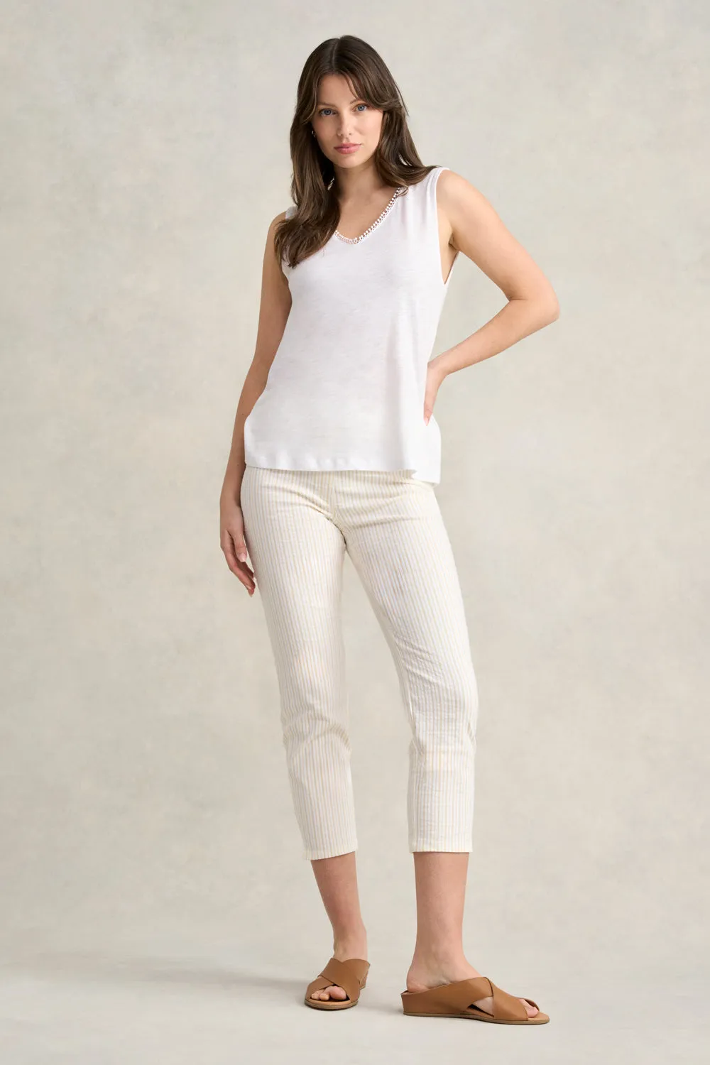 Lace Trim Tank - White