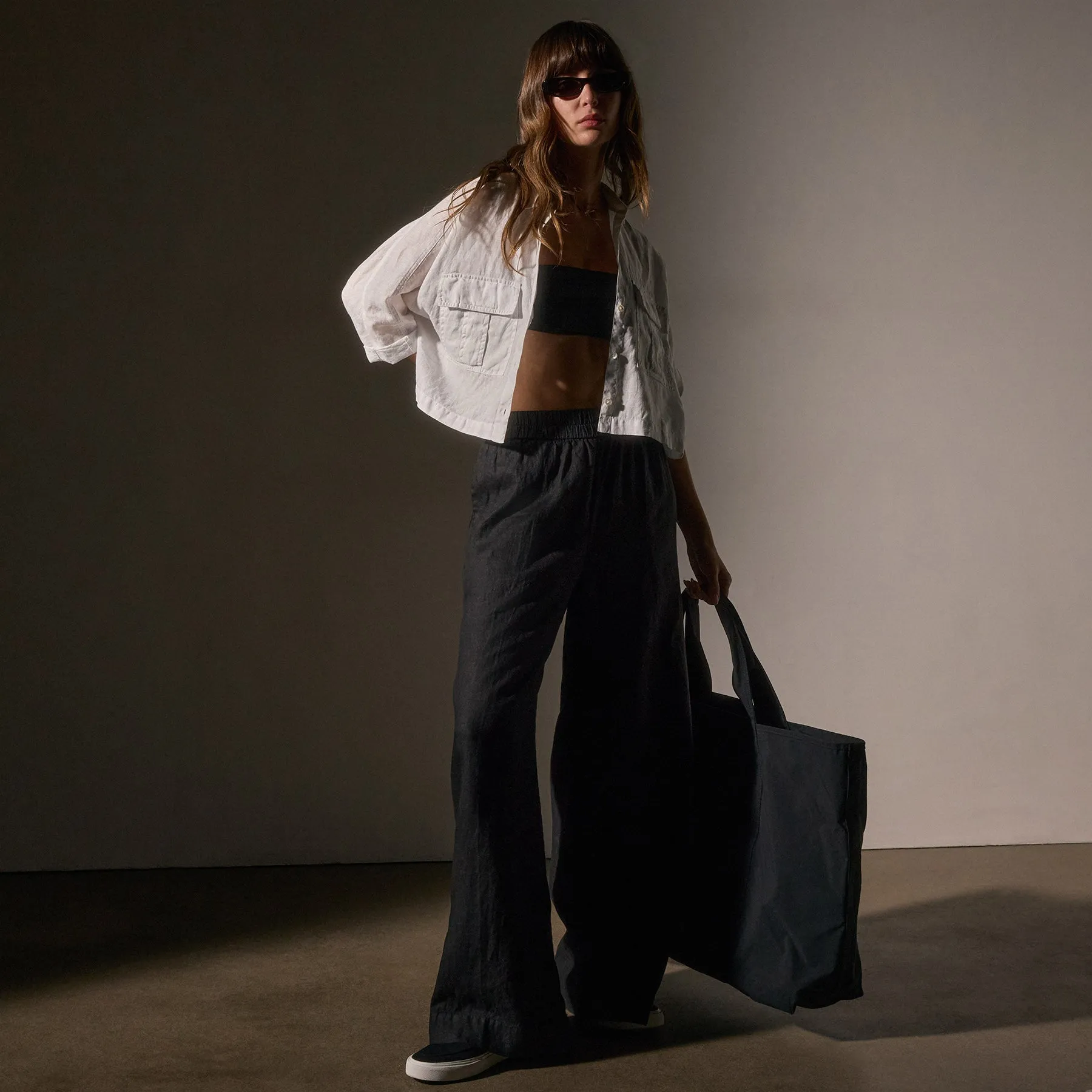 Large Matte Nylon Tote - Black