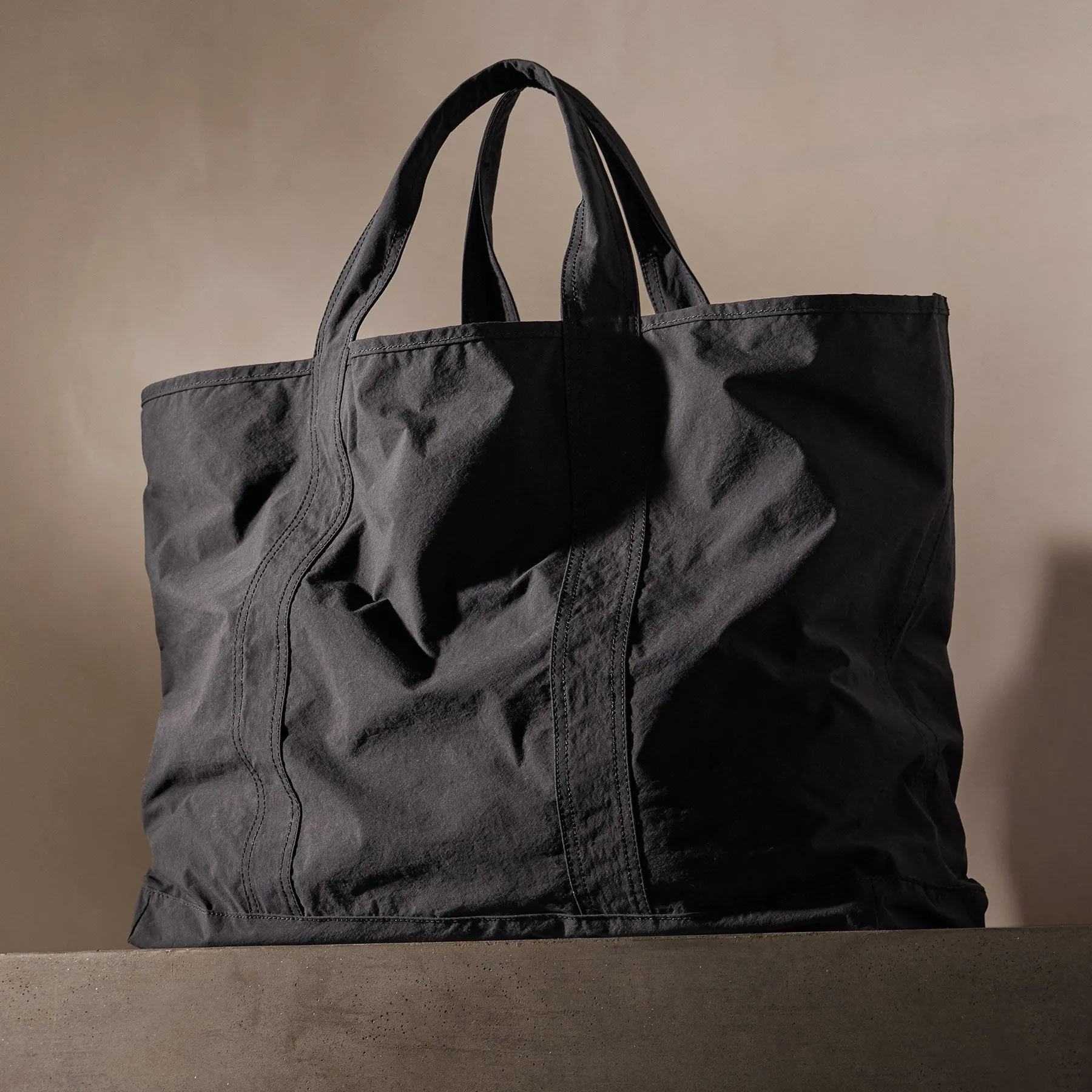 Large Matte Nylon Tote - Black