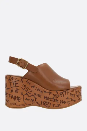 Maxime wedge sandals in shiny leather