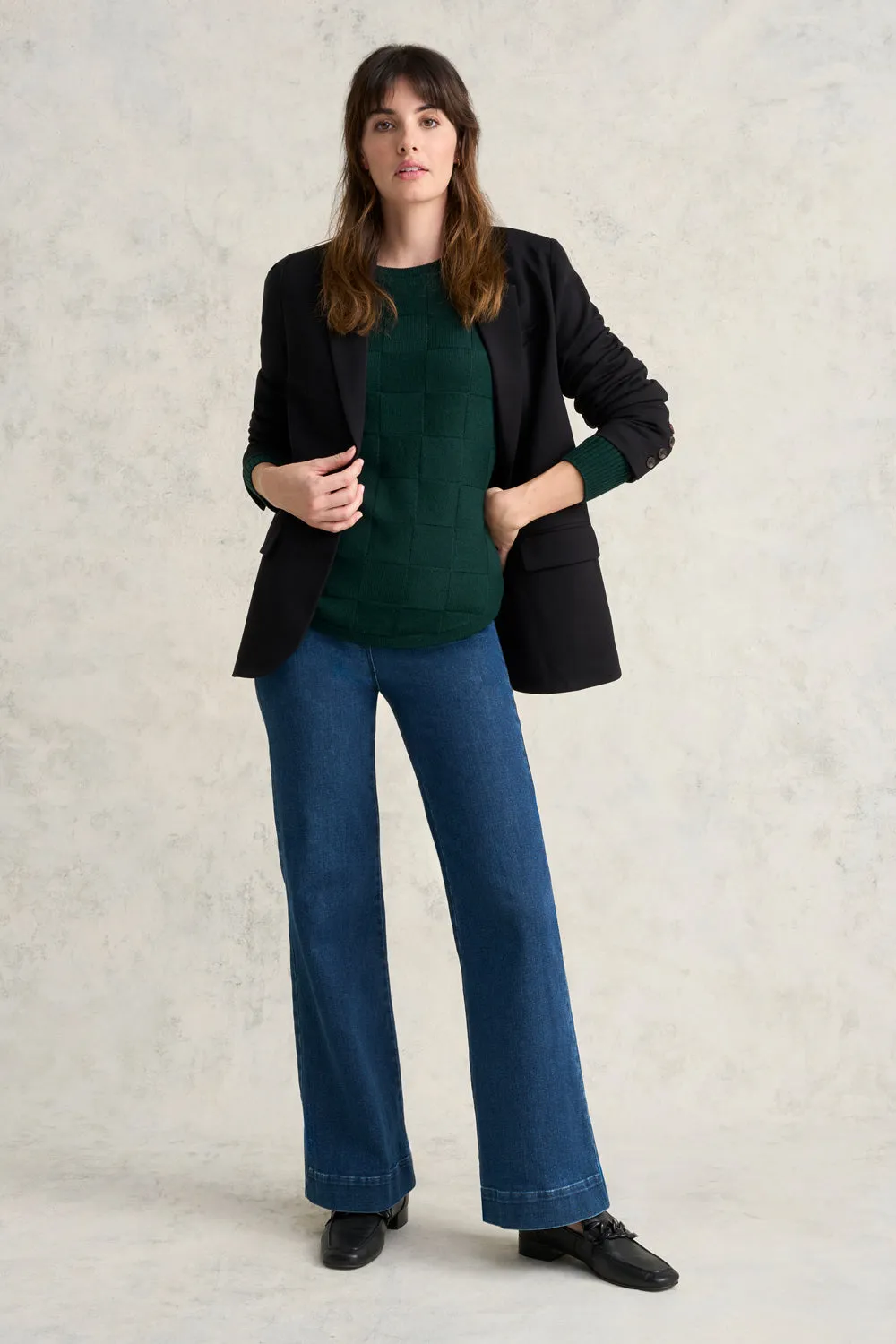 Merino Wool Crew Jumper - Dark Olive