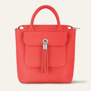 Mini P Backpack | Coral with Silver hardware