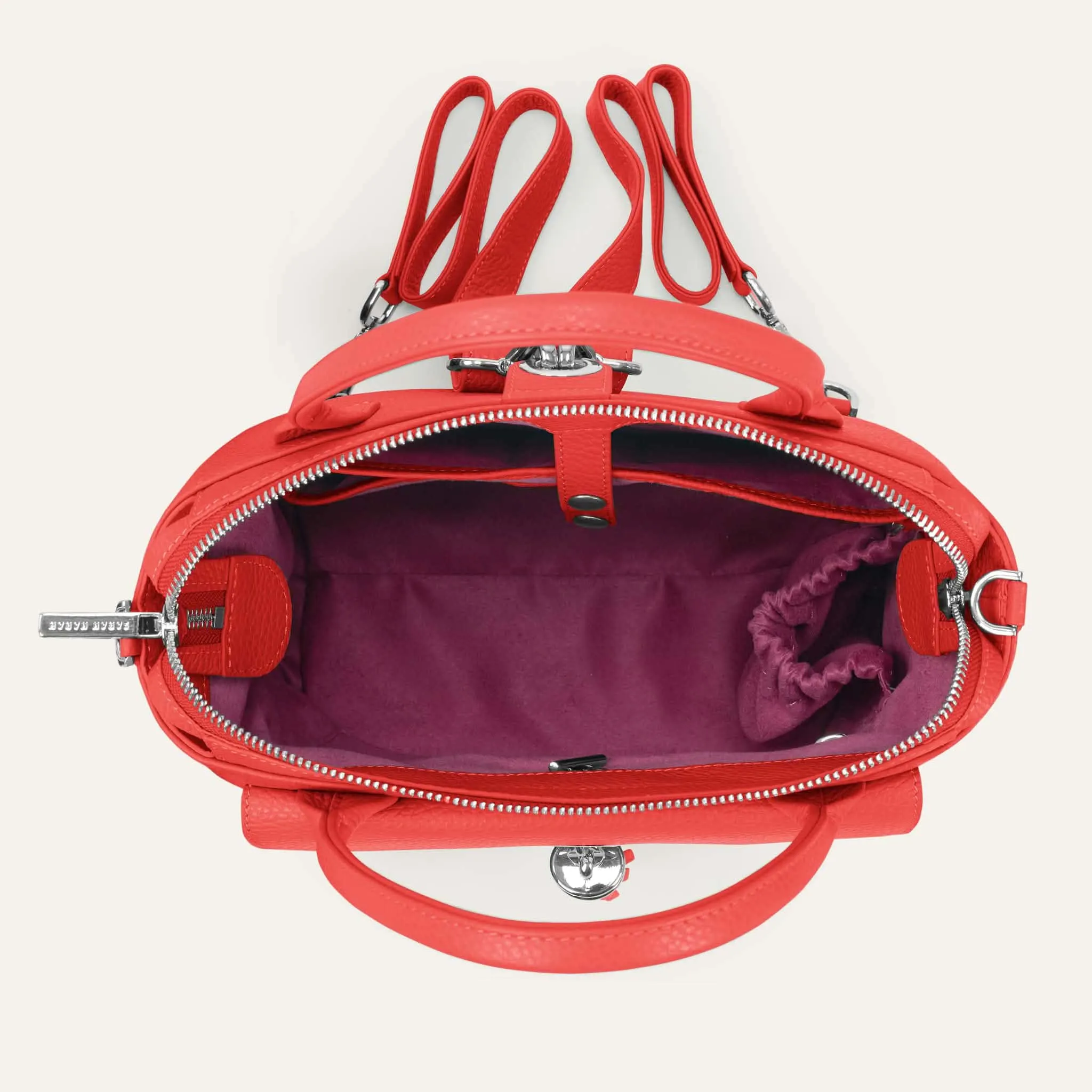 Mini P Backpack | Coral with Silver hardware