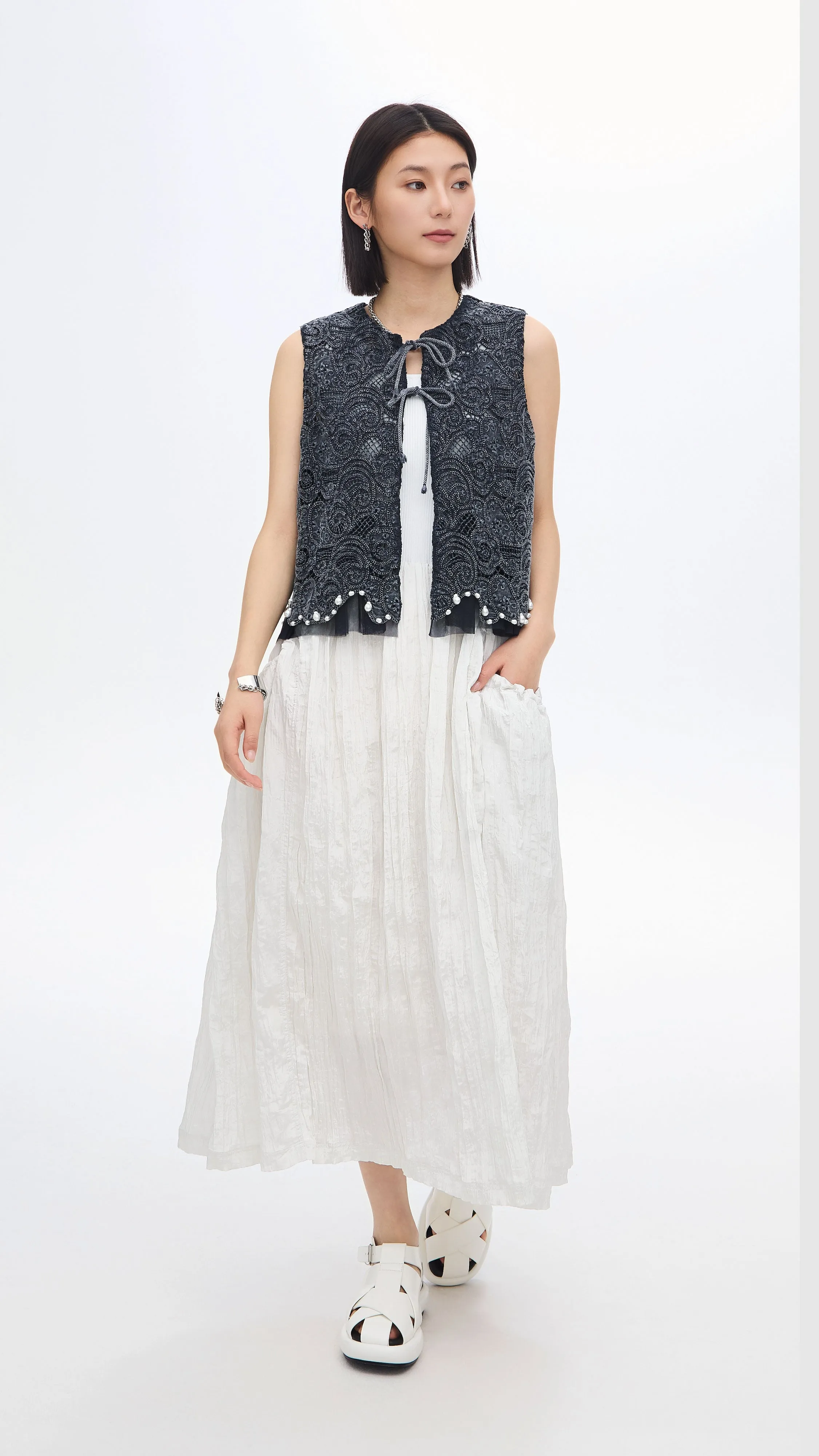 Nylon Patch Knit Dress