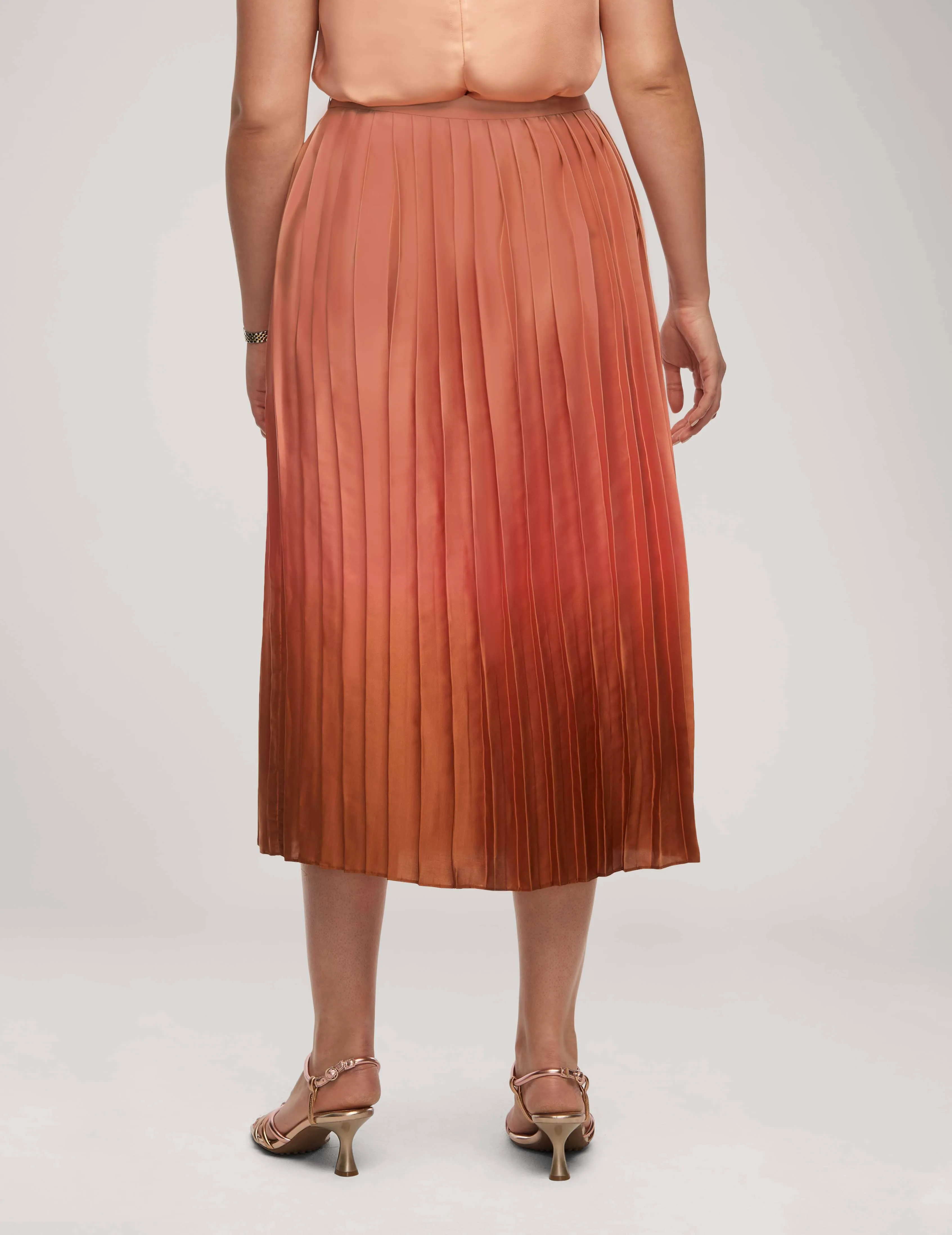 Ombre Pull On Montreal Satin Pleated Skirt - Sale