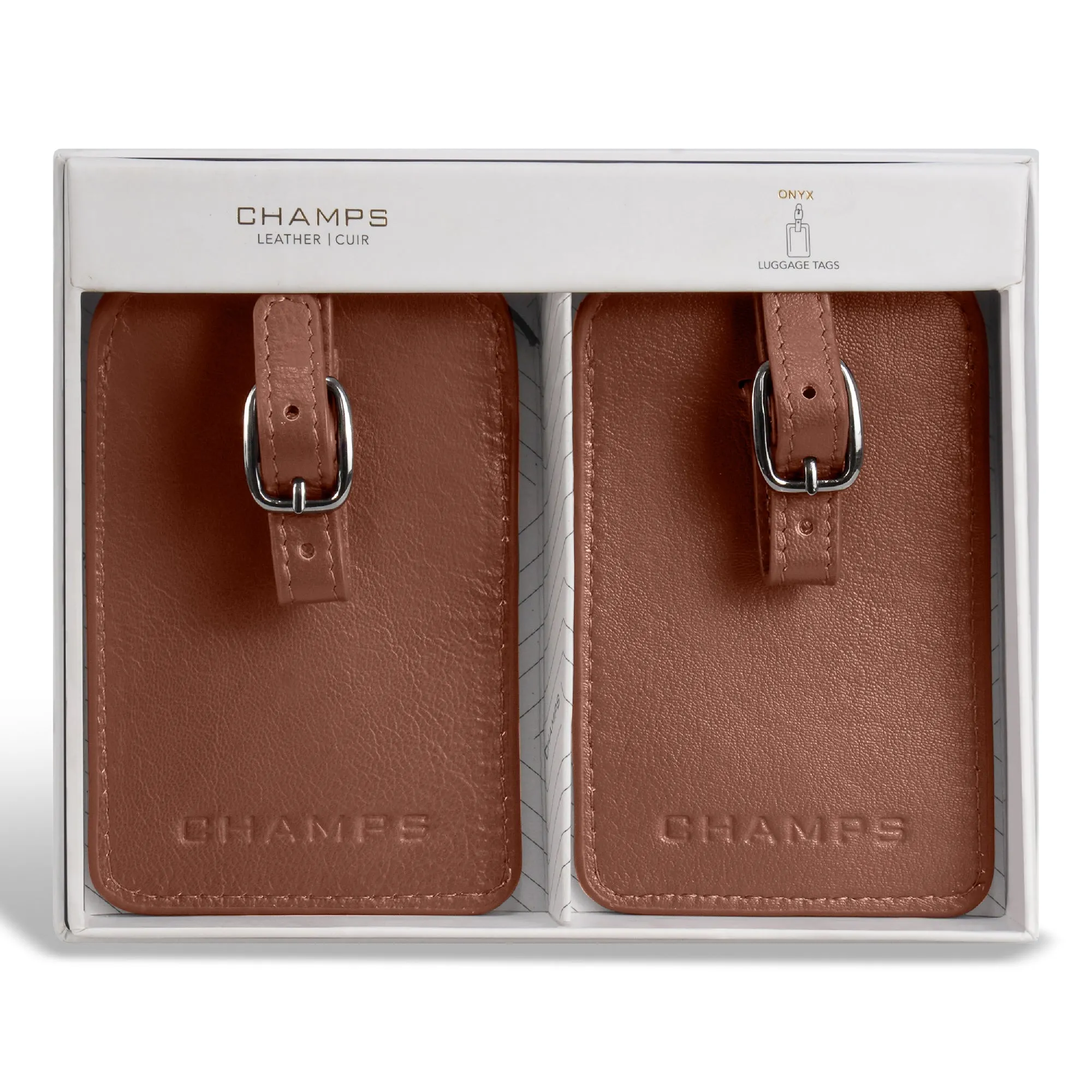 Onyx / Leather Luggage Tags