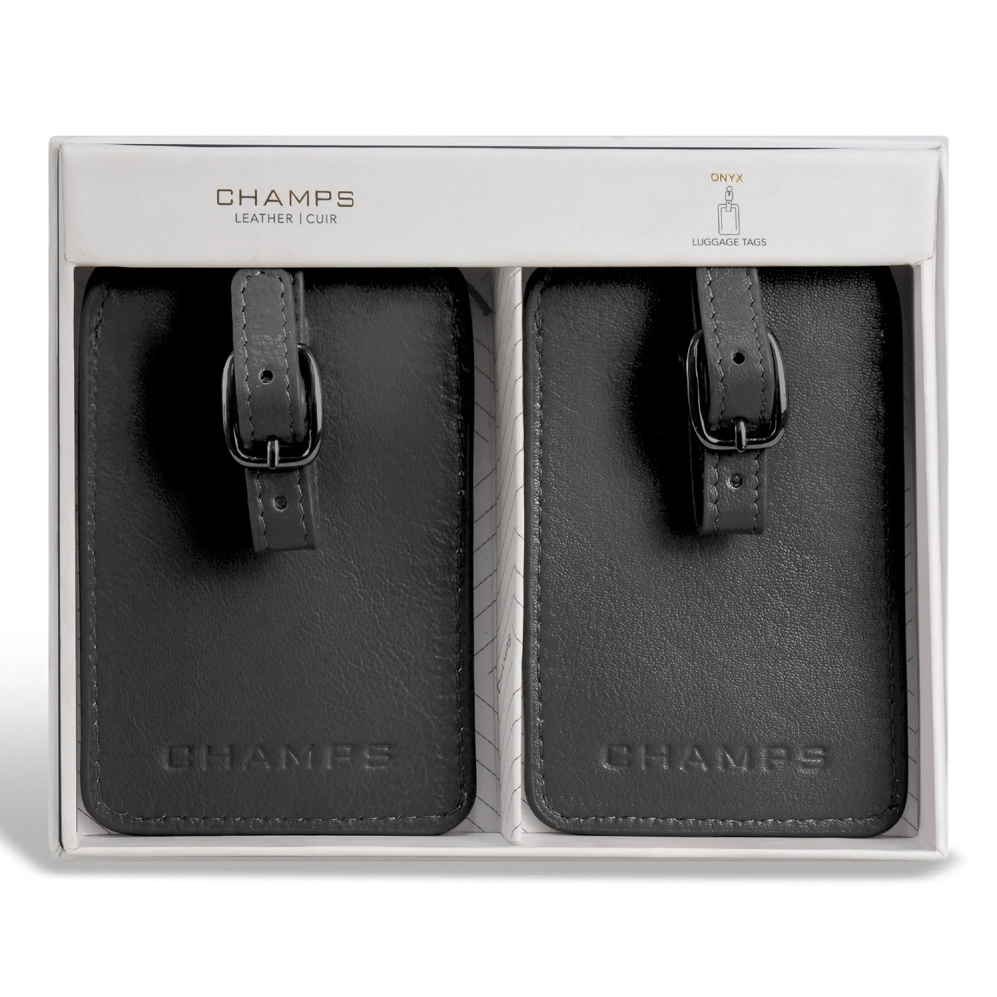 Onyx / Leather Luggage Tags