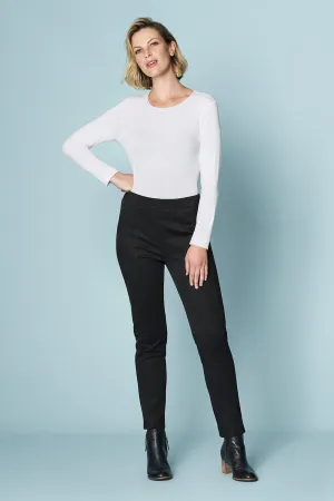 Pintuck Slim Leg Pant - Black