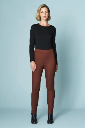 Pintuck Slim Leg Pant - Burnt Amber