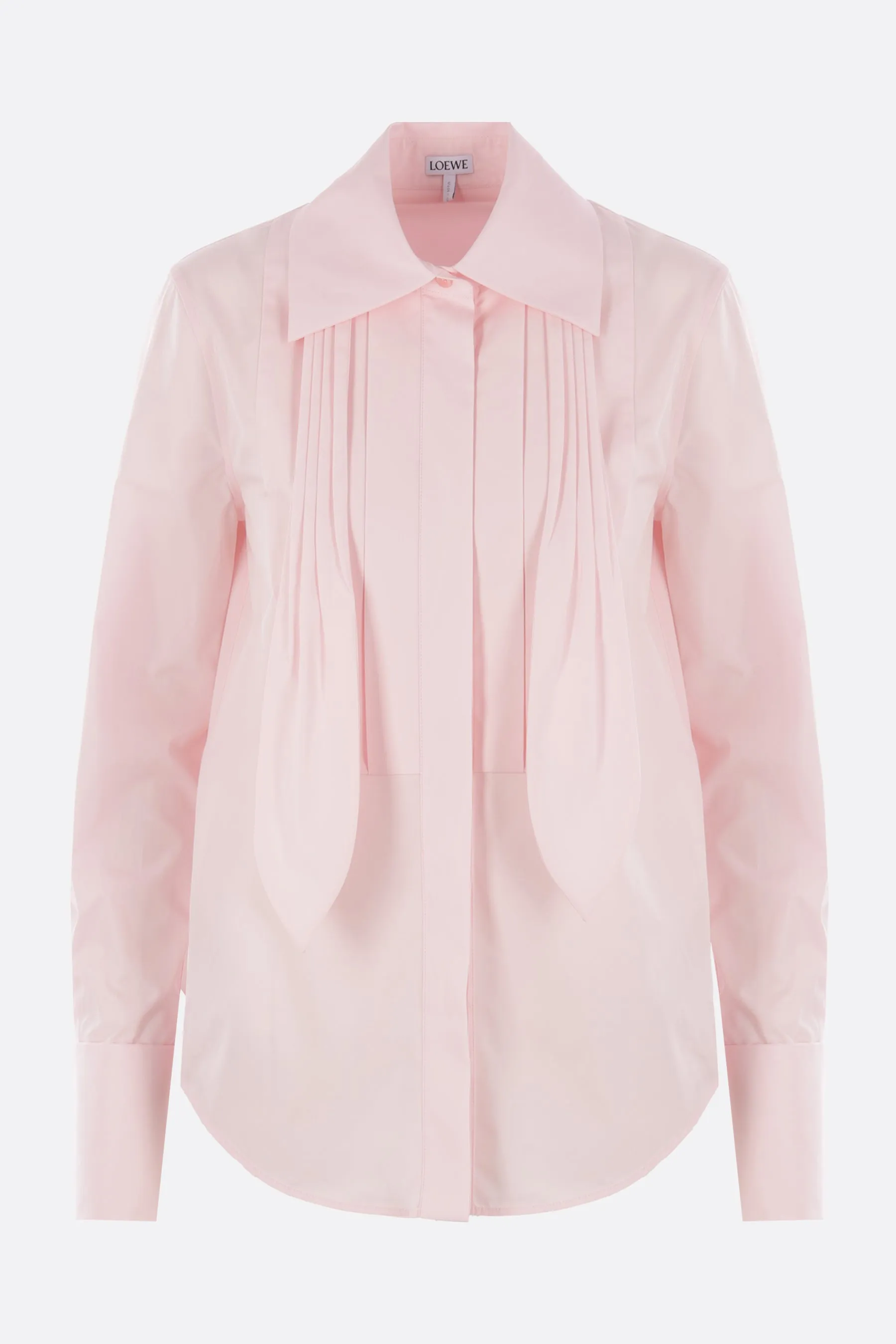 poplin shirt with pleated neck tie