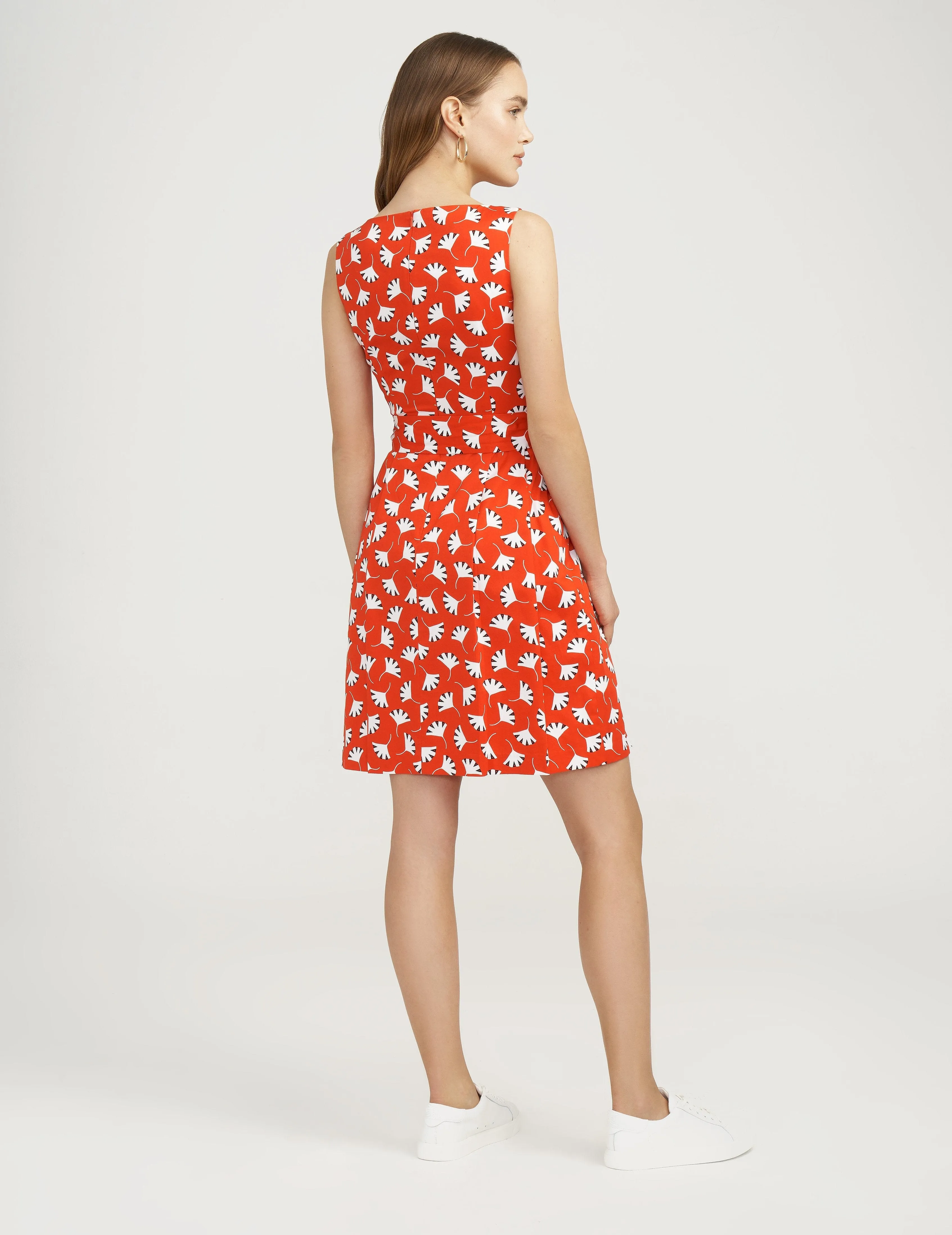 Printed Fit and Flare Dress With Sash- Sale