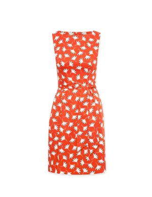 Printed Fit and Flare Dress With Sash- Sale