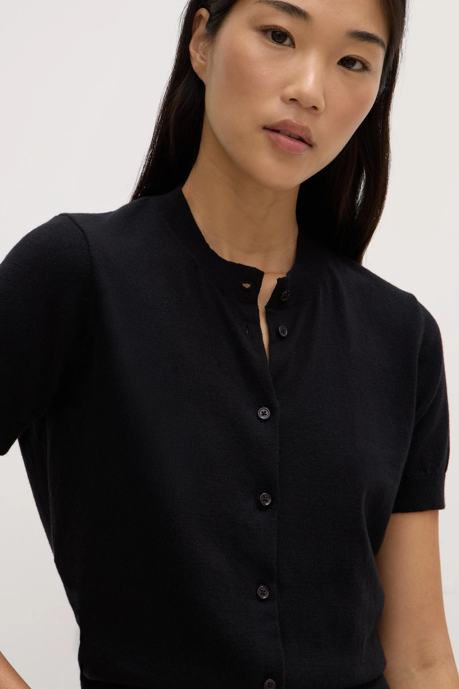 Semra Cotton Cashmere Short Sleeve Cardigan