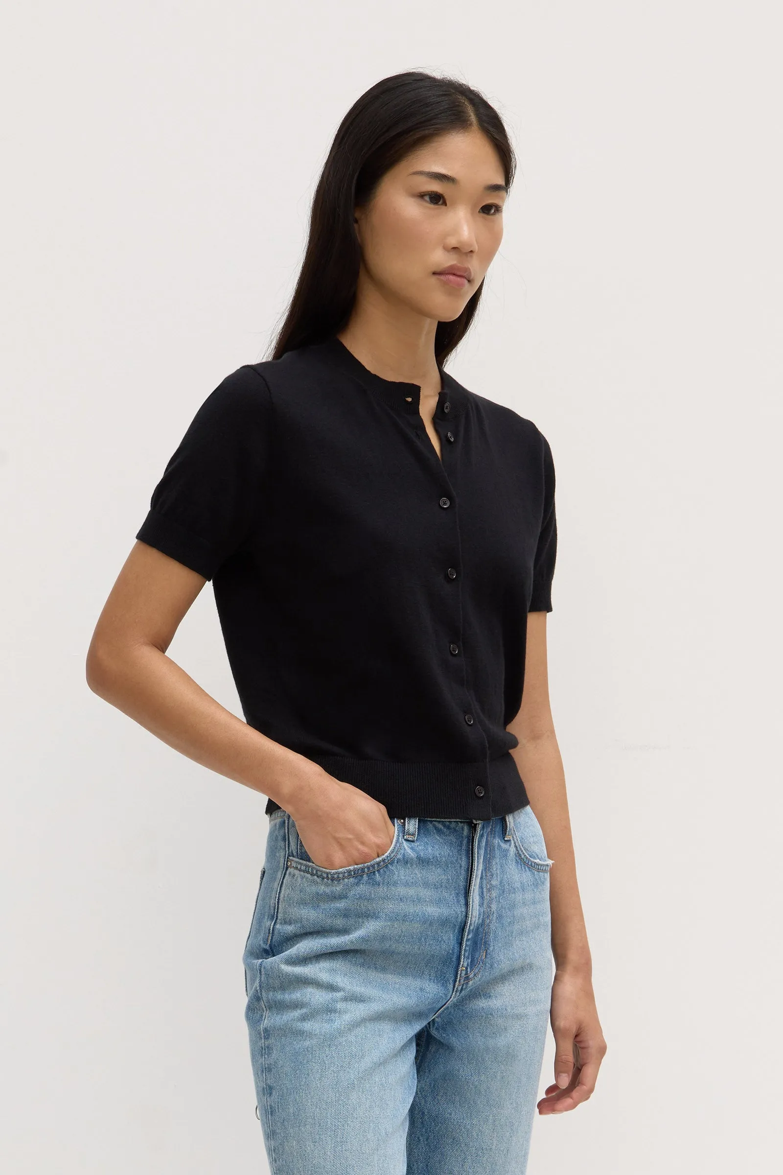 Semra Cotton Cashmere Short Sleeve Cardigan