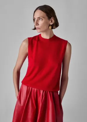 Shell Tank in Fine Cashmere - Red