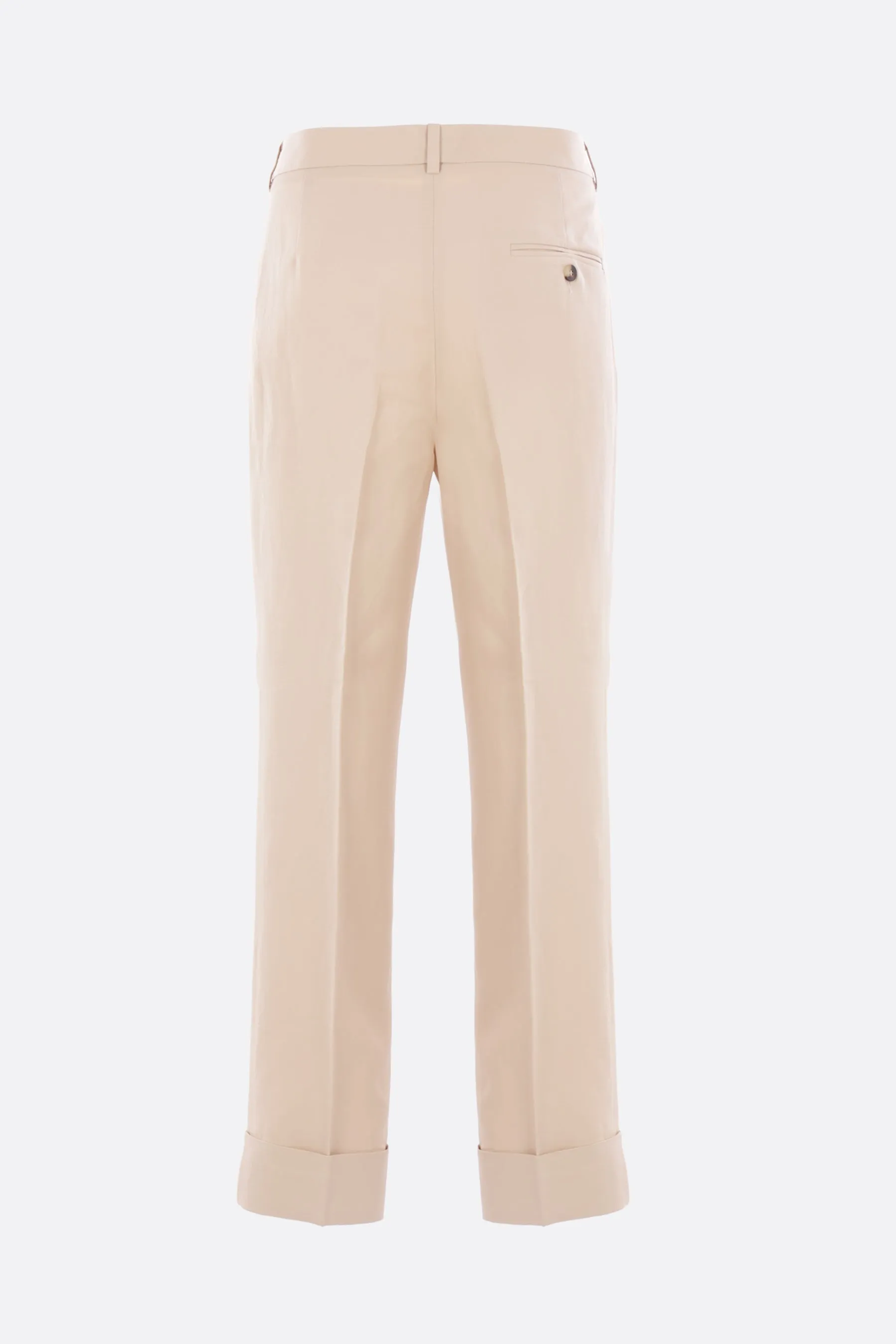 slim-fit trousers in linen and viscose