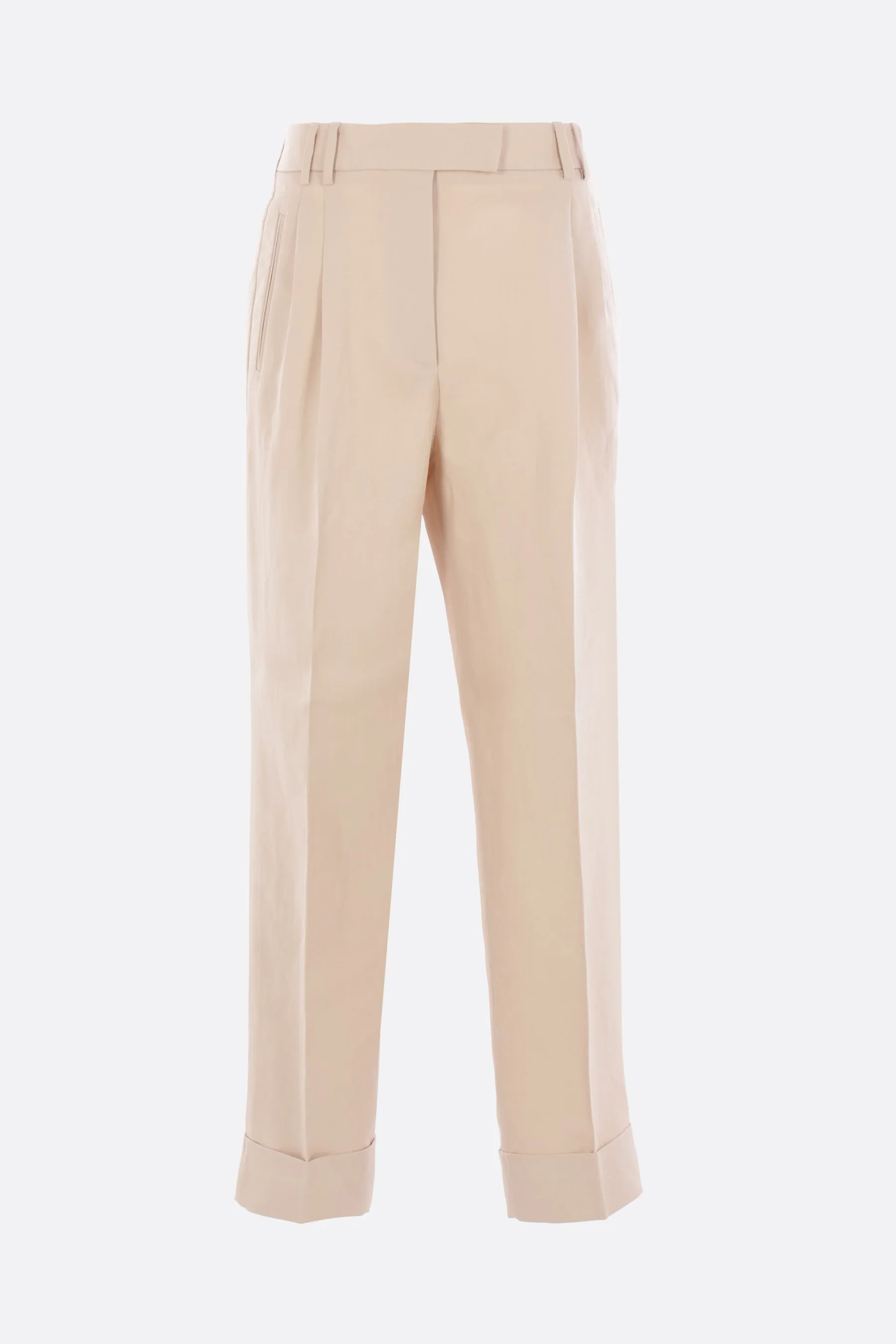 slim-fit trousers in linen and viscose