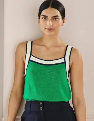 Square Neck Linen Vest-Highland Green