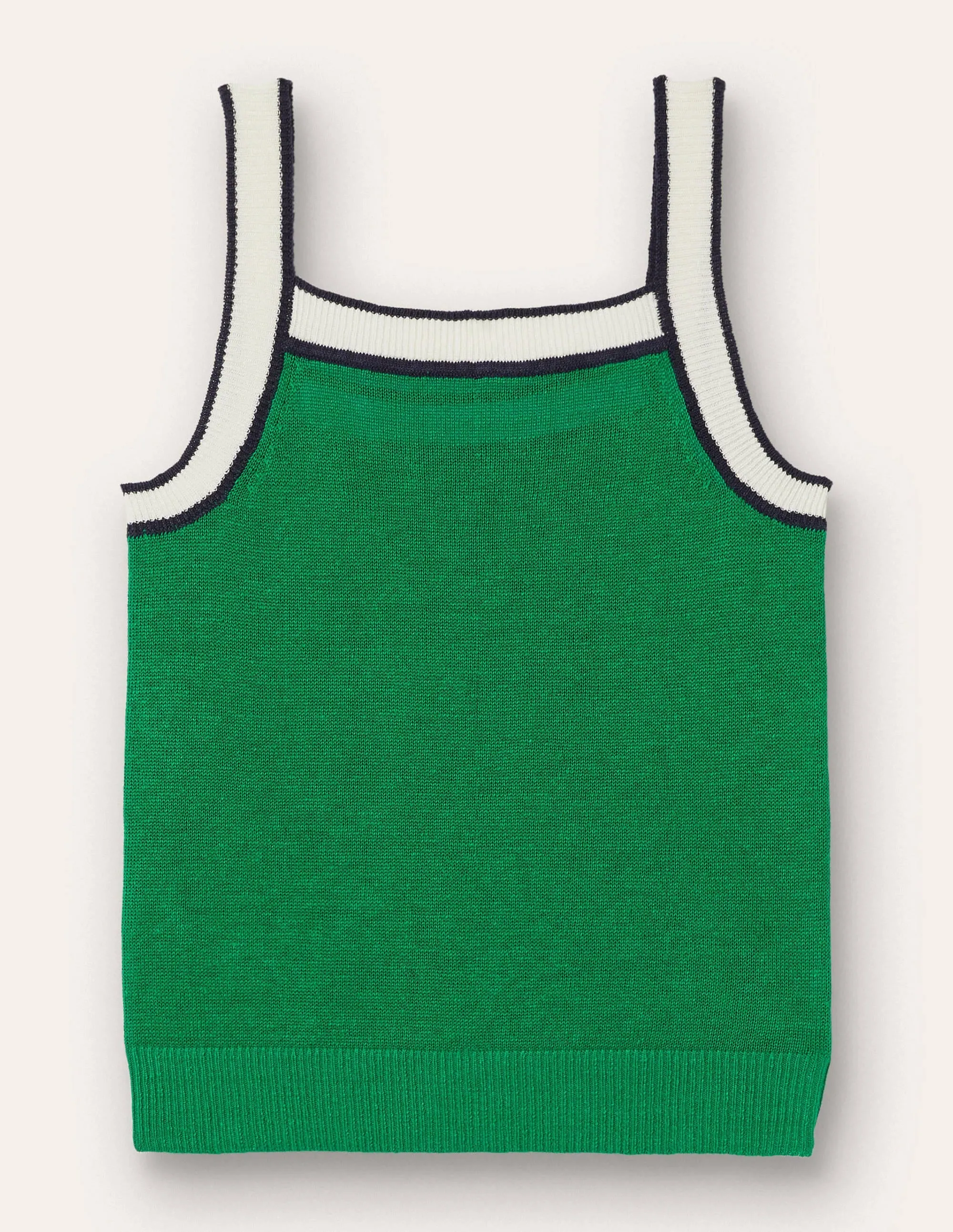 Square Neck Linen Vest-Highland Green