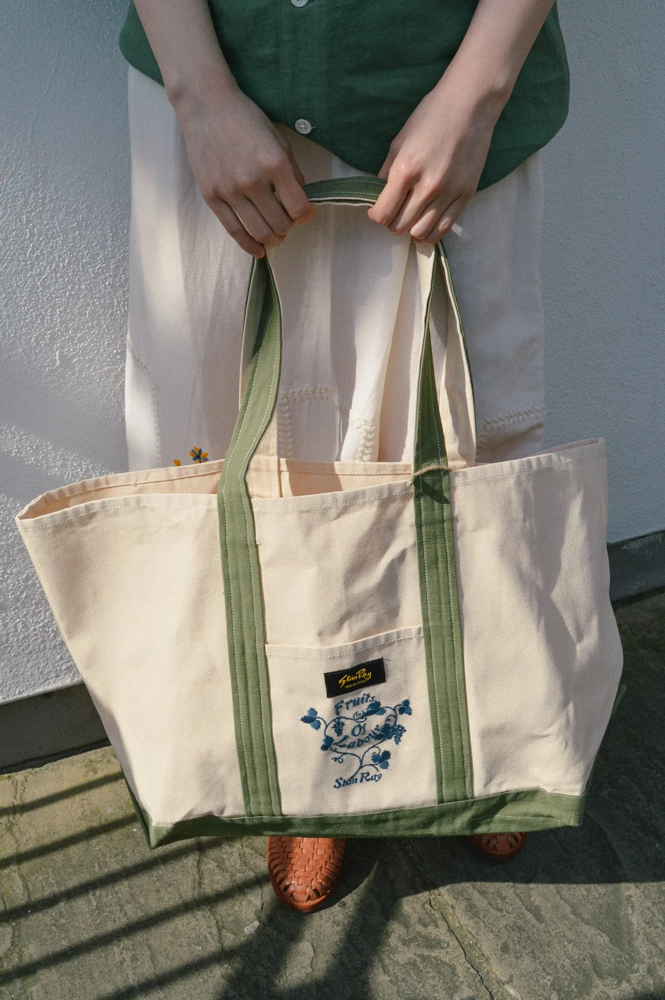 Stan Ray Natural & Olive Sateen Boat Tote Bag